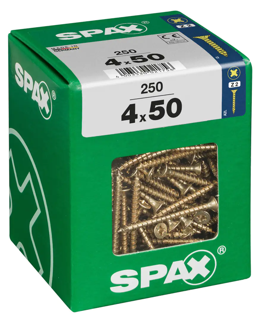 Spax Universalschrauben 4.0 x 50 mm PZ 2 - 250 Stk. Spax Universalschrauben 4.0 x 50 mm PZ 2 - 250 Stk.