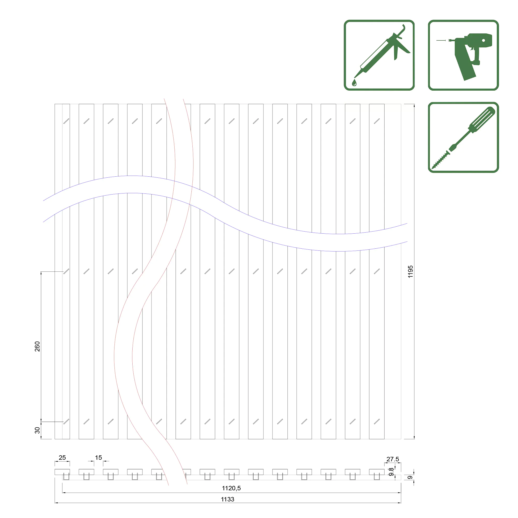 Neuhofer Akustikpaneele New York 119,5 x 113,3 x 1,9 cm