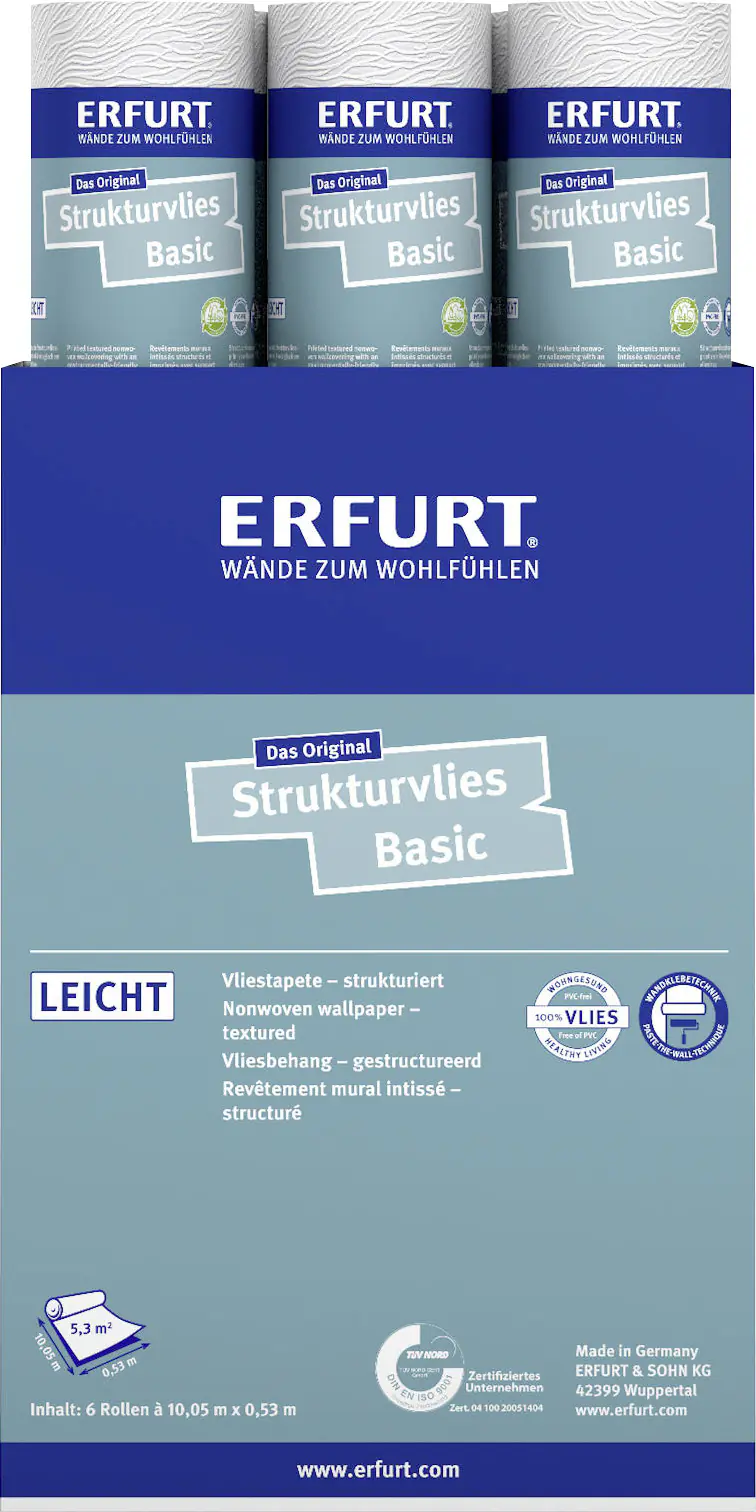 Erfurt Vliestapete Basic 408 weiß 10,05 x 0,53 m