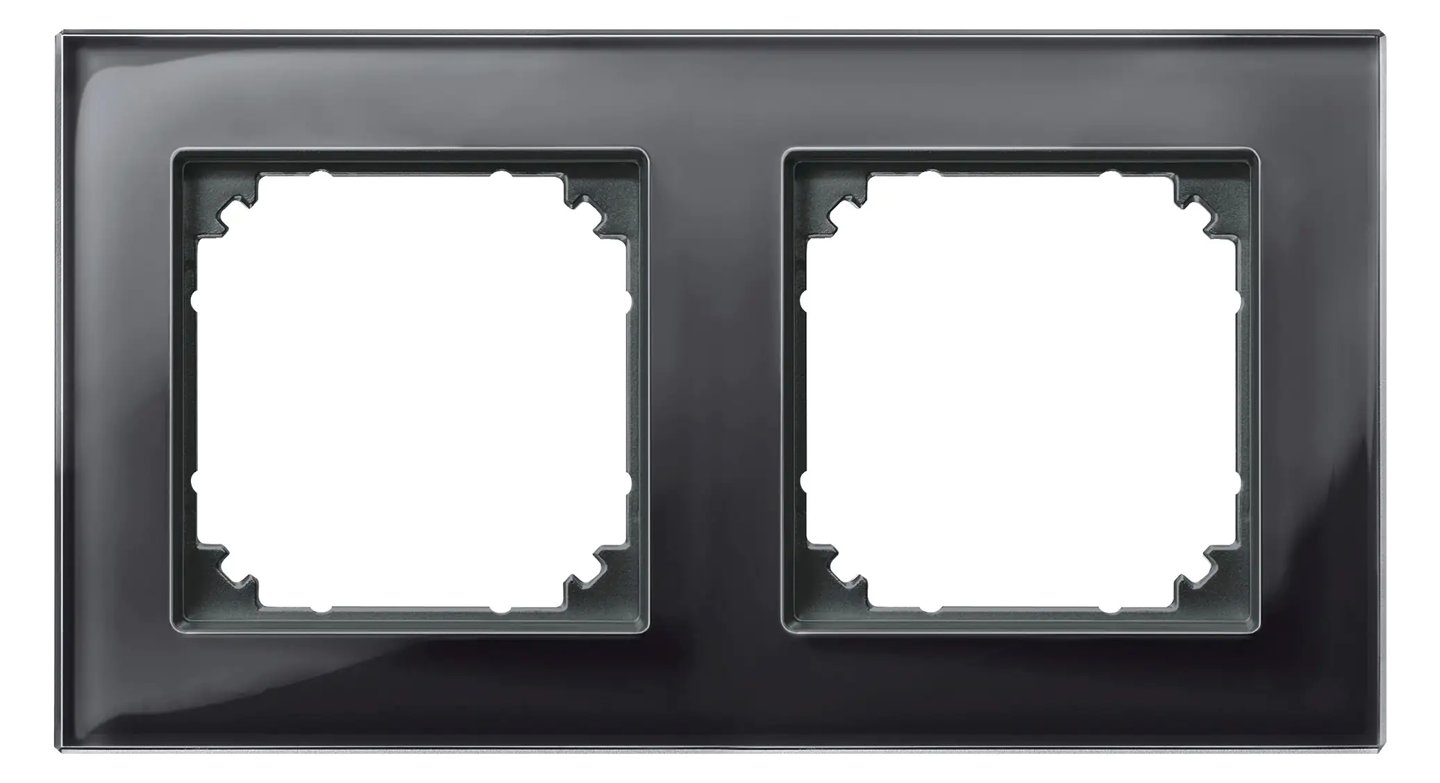 Merten Abdeckrahmen 2fach Serie M-Plan onyxschwarz Echtglas 489203
