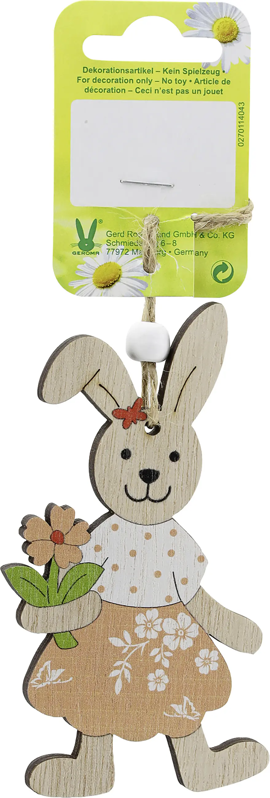 Osterdeko Anhänger Hase Holz 6,5 x 11 cm natur