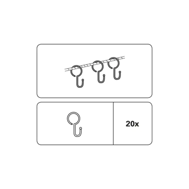 Gardinia Seilhaken nickel, 20 Stück