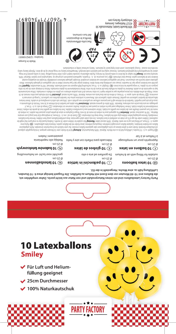 Luftballons Smileys bunt Latex 10 Stück