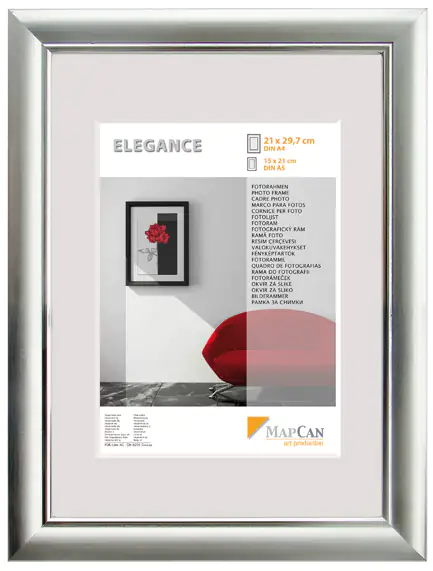 Kunststoff Bilderrahmen Elegance alu-metallic-silber, 25 x 35 cm