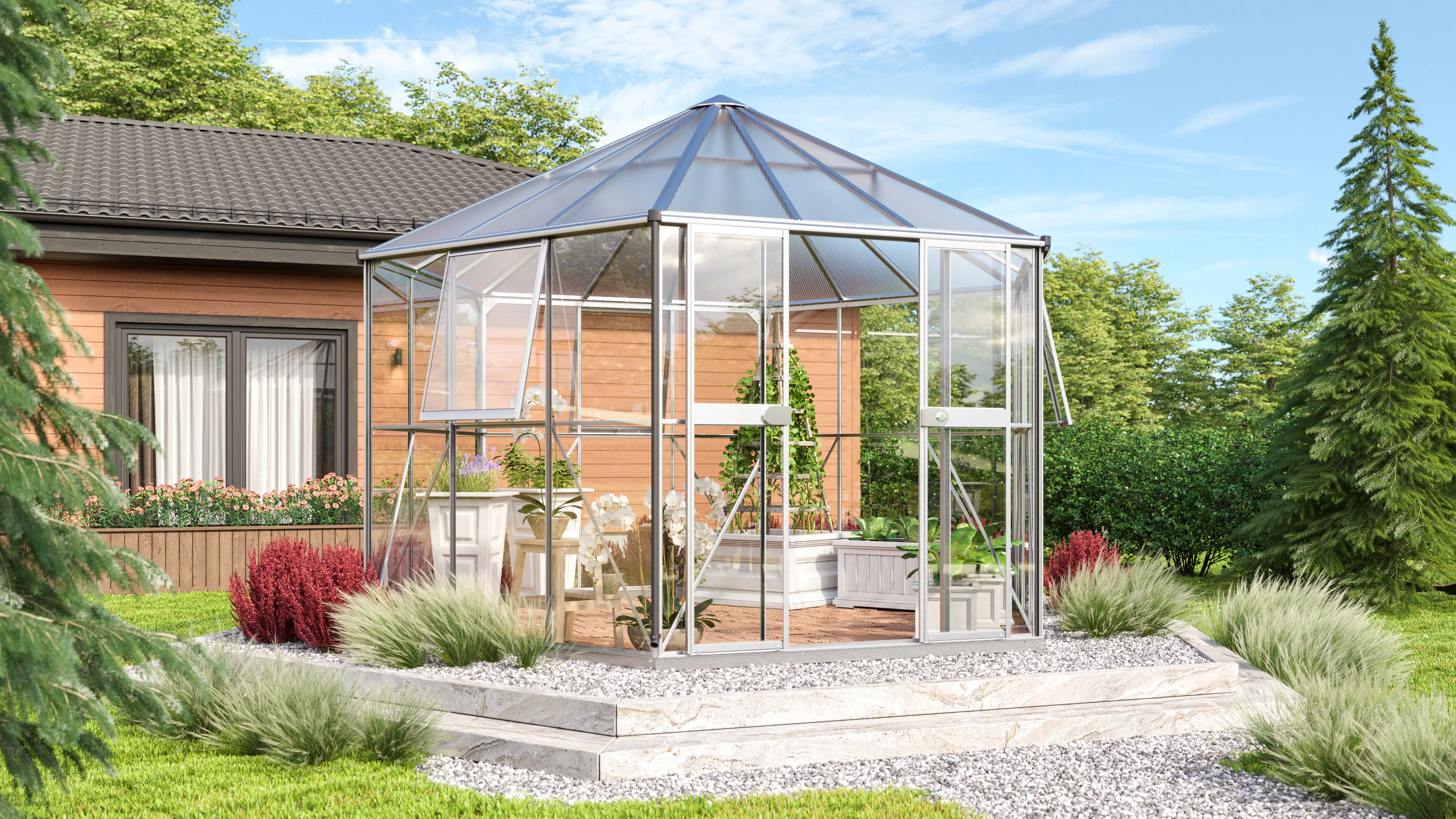 Vitavia Gewächshaus Juno 9000 383 x 331 cm 3 mm ESG