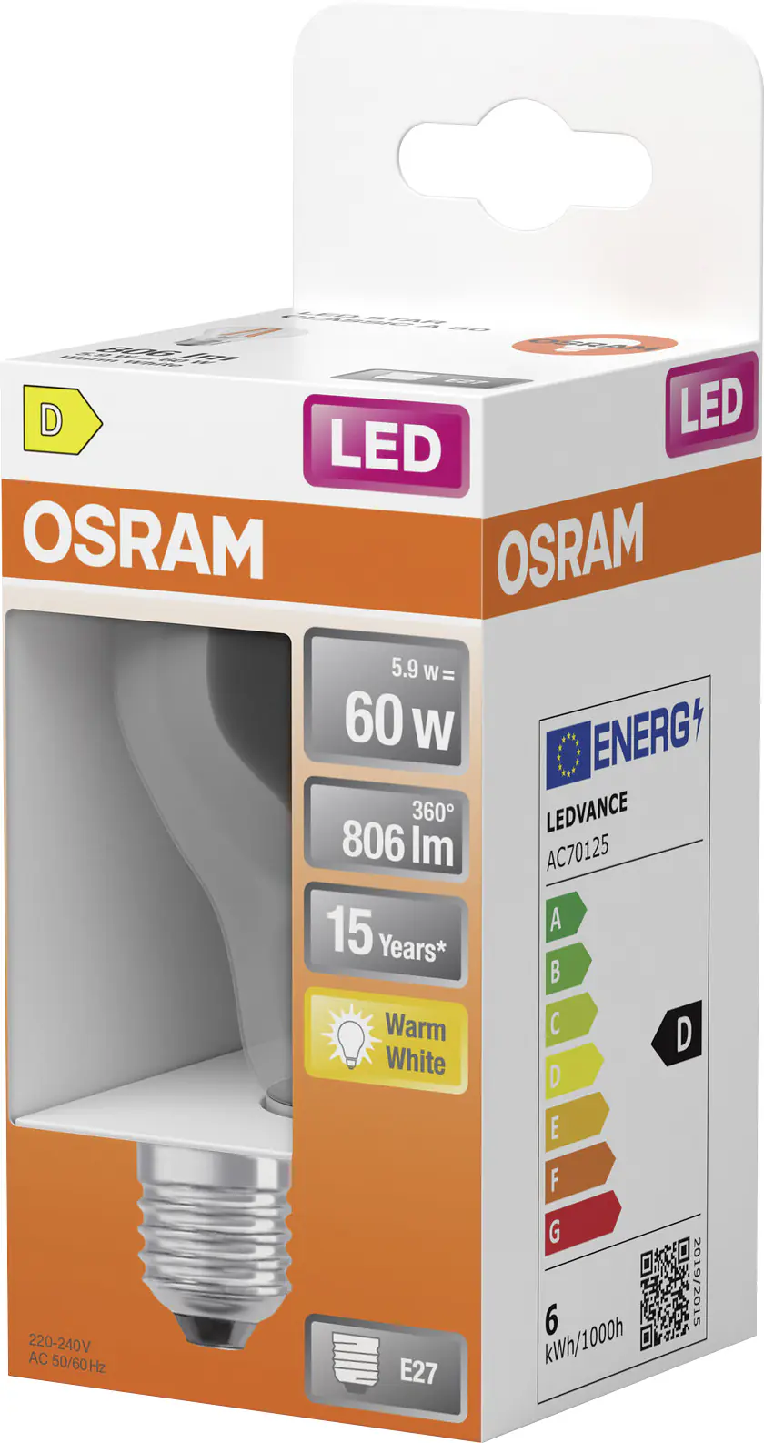 Osram LED Leuchtmittel Star Classic A 60 Filament 5,9W 827 klar E27 Osram LED Leuchtmittel Star Classic A 60 Filament 5,9W 827 klar E27