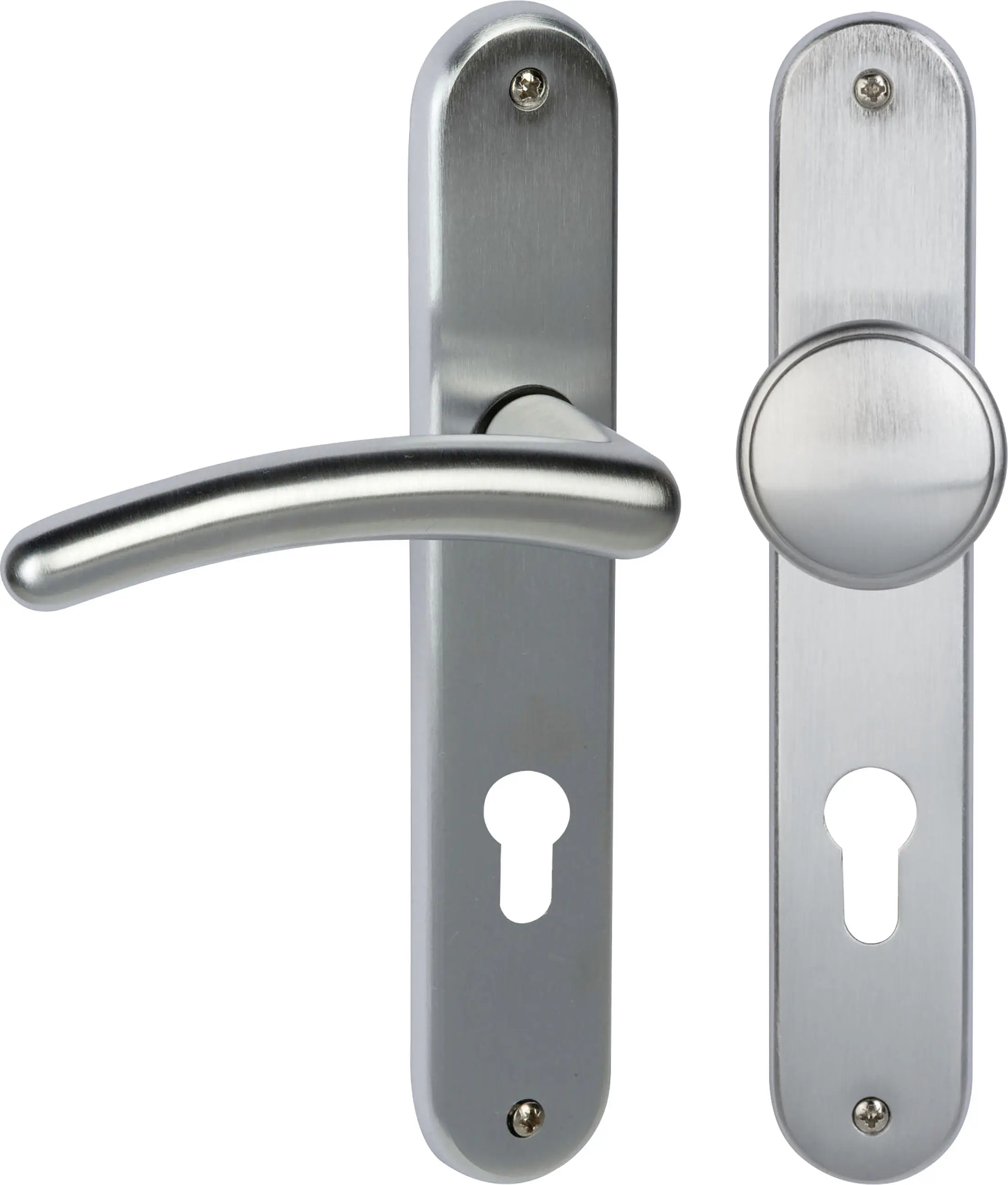 Südmetall Türgriff-Garnitur Langschild Franziska PZ Messing satiniert silber Drücker links 225 x 40 mm