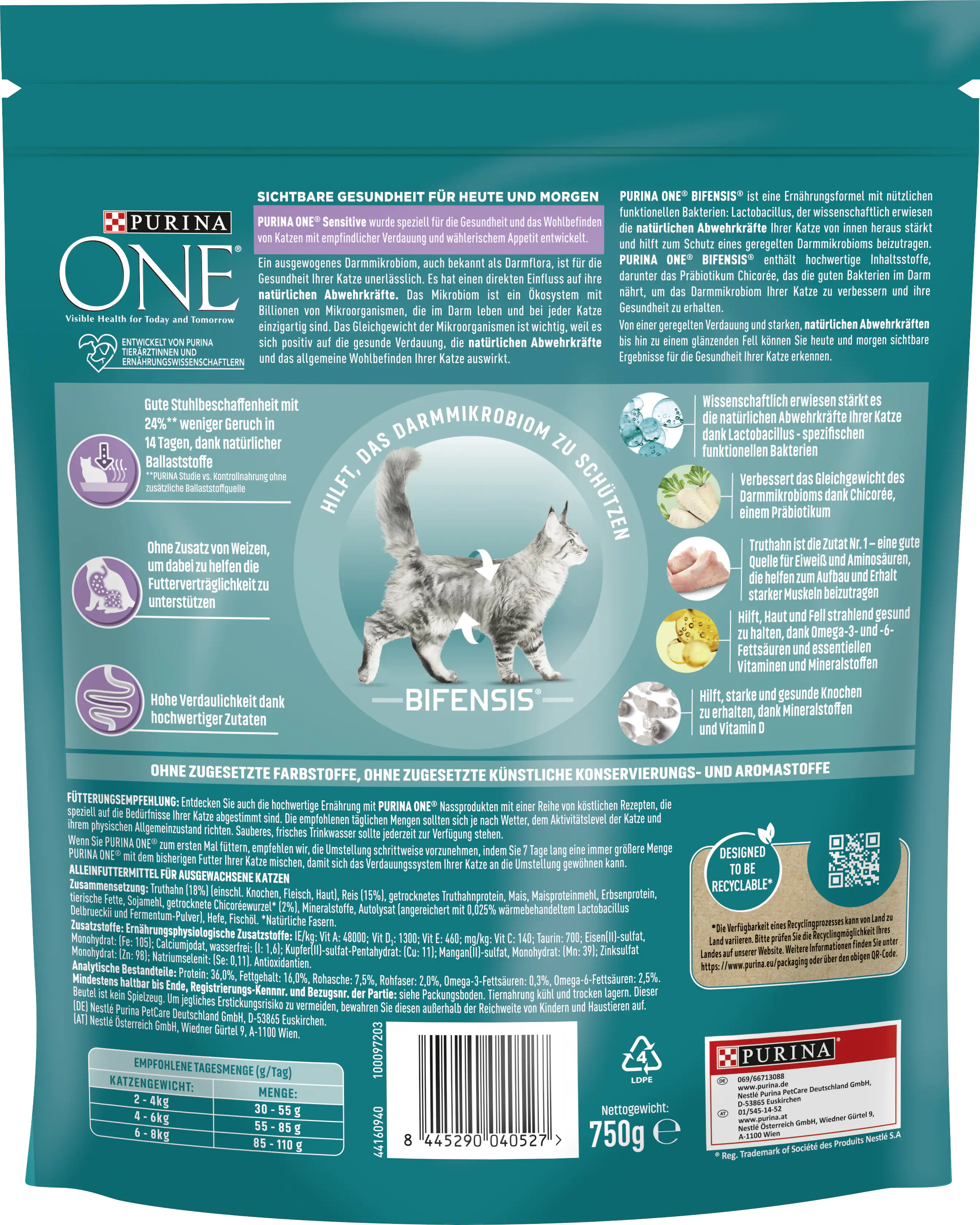 Purina ONE Sensitive reich an Truthahn und Reis 750 g