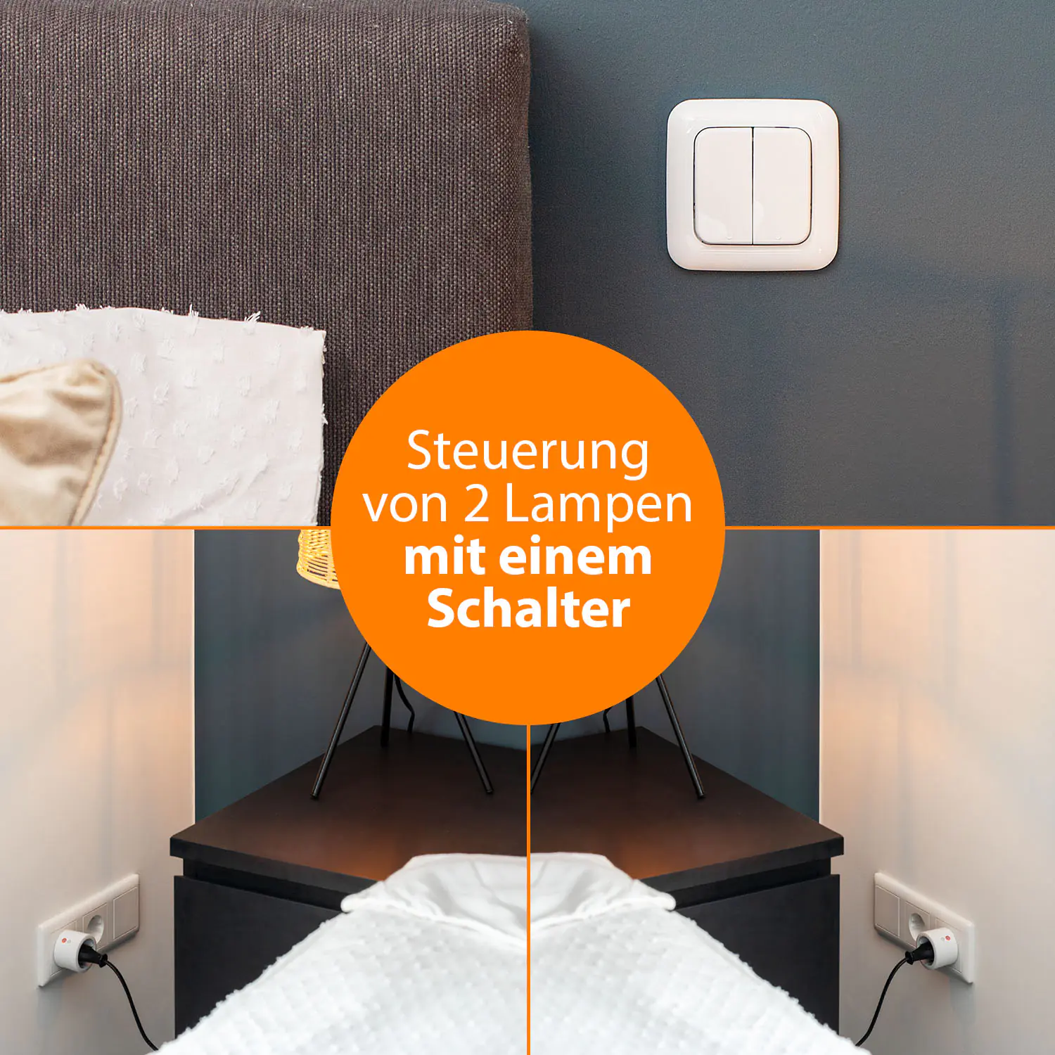 Smartwares Schalterset kabellos 2er Taster mit 2 Zwischenstecker