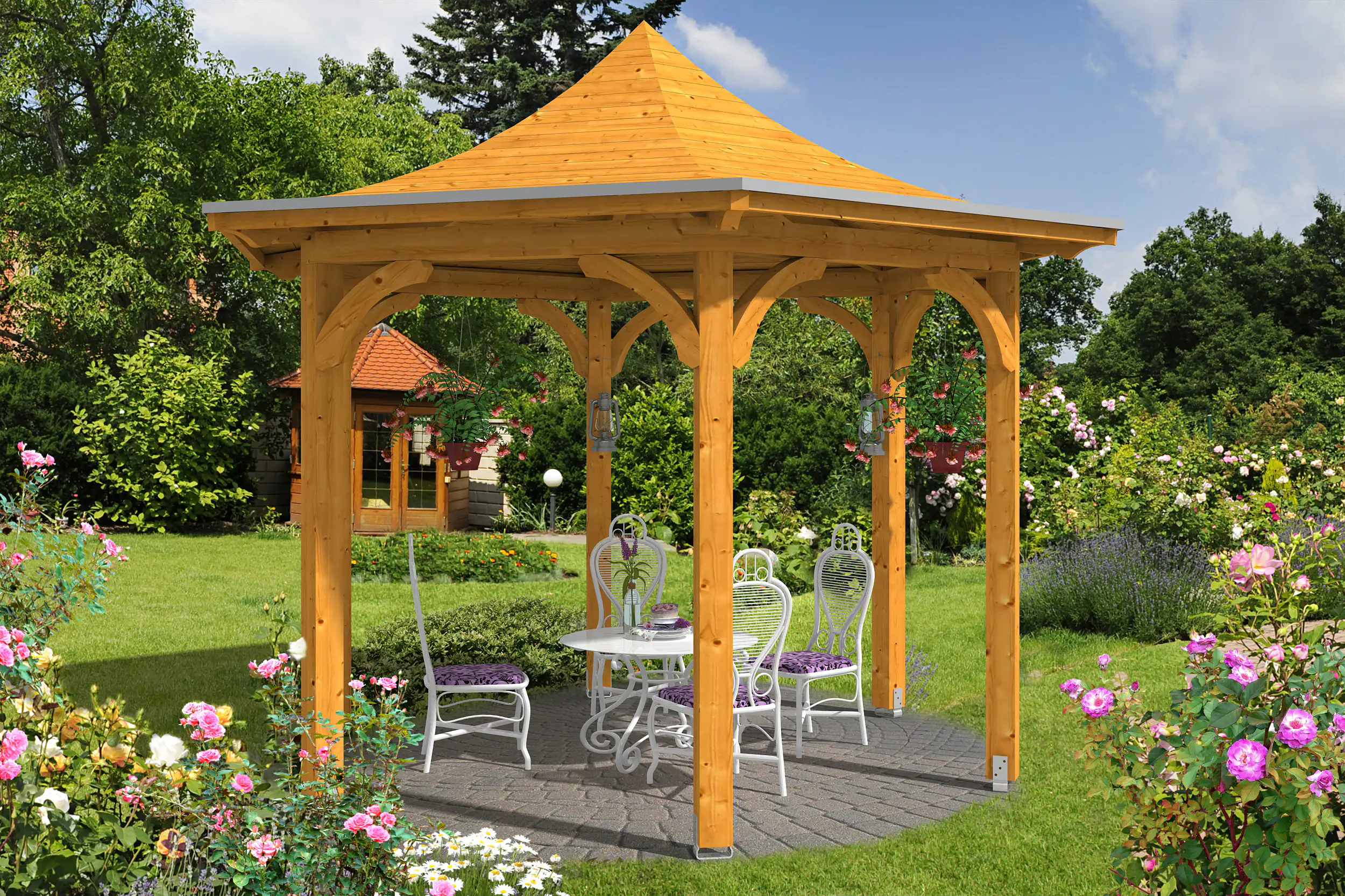 SKAN HOLZ Pavillon Versailles Leimholz, lasiert in Eiche hell