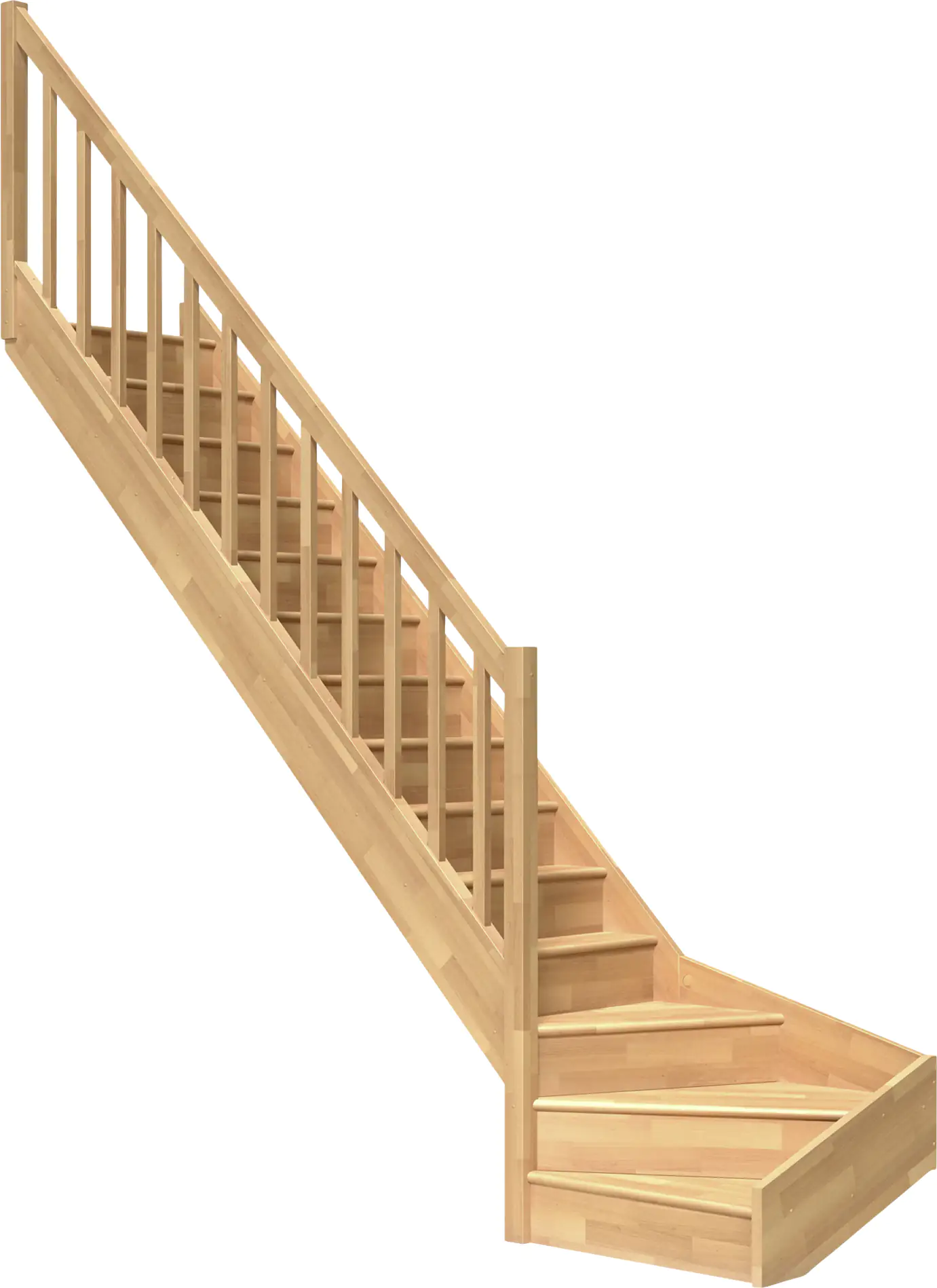 Dolle Raumspartreppen Paris 1/4-gew. Buche versiegelt inkl. Geländer Dolle Raumspartreppen Paris 1/4-gew. Buche versiegelt inkl. Geländer