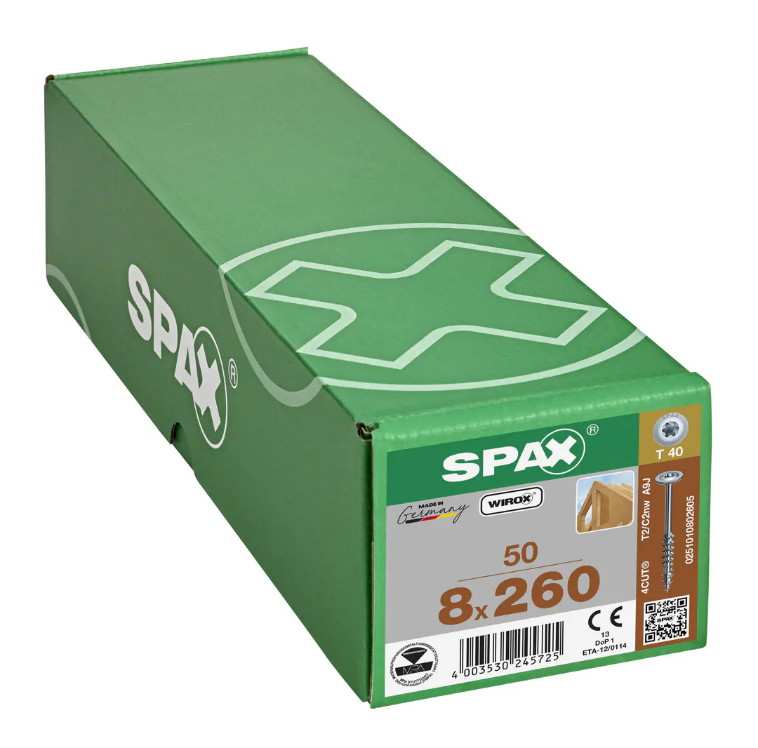 Spax Holzbauschrauben 8.0 x 260 mm TX 40 Tellerkopf - 50 Stk.