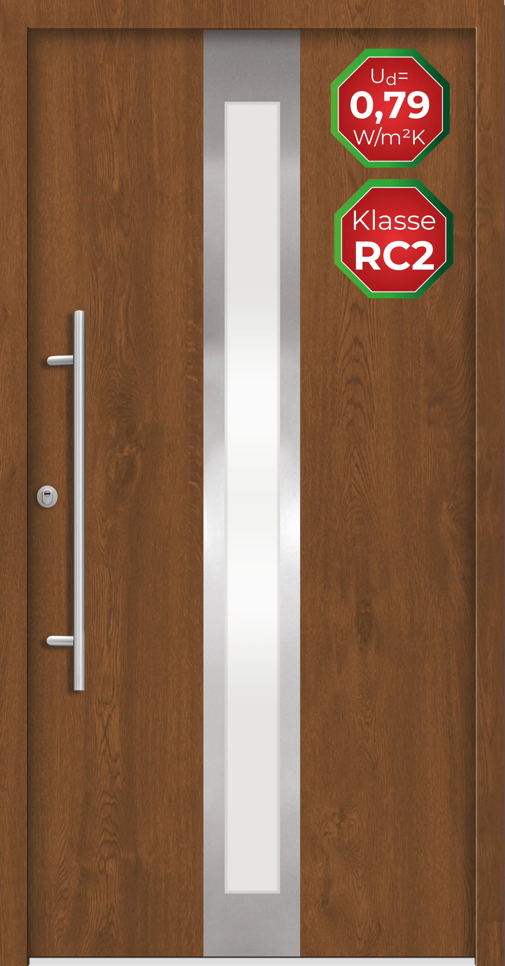 Splendoor Haustür Passivedoor Premium B01 RC2 Golden Oak DIN Links 110 x 210 cm