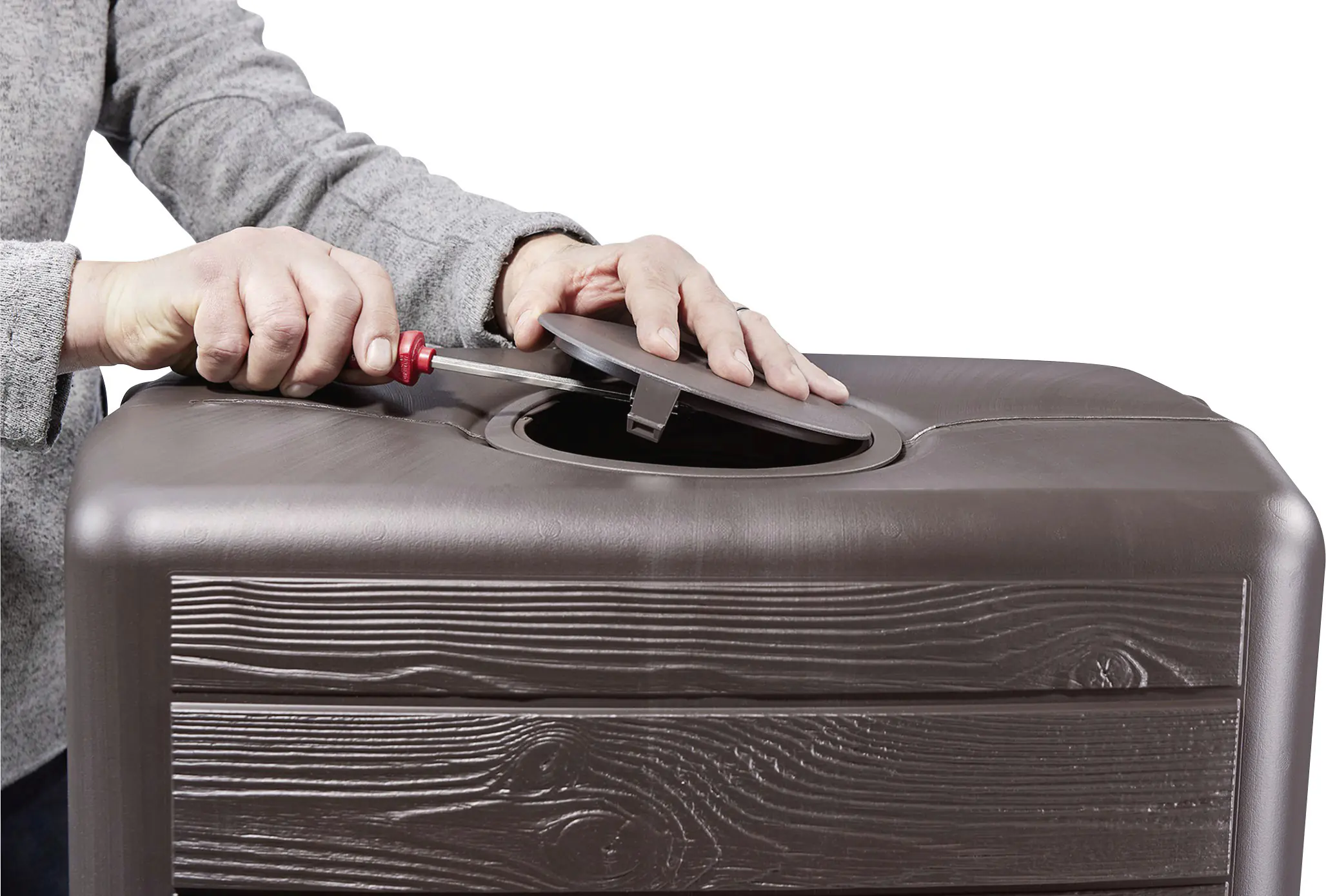 4rain Regentonne-Set Slim Wood Decor inkl. Zubehör Wandtank 1400 L darkwood 4 Stück