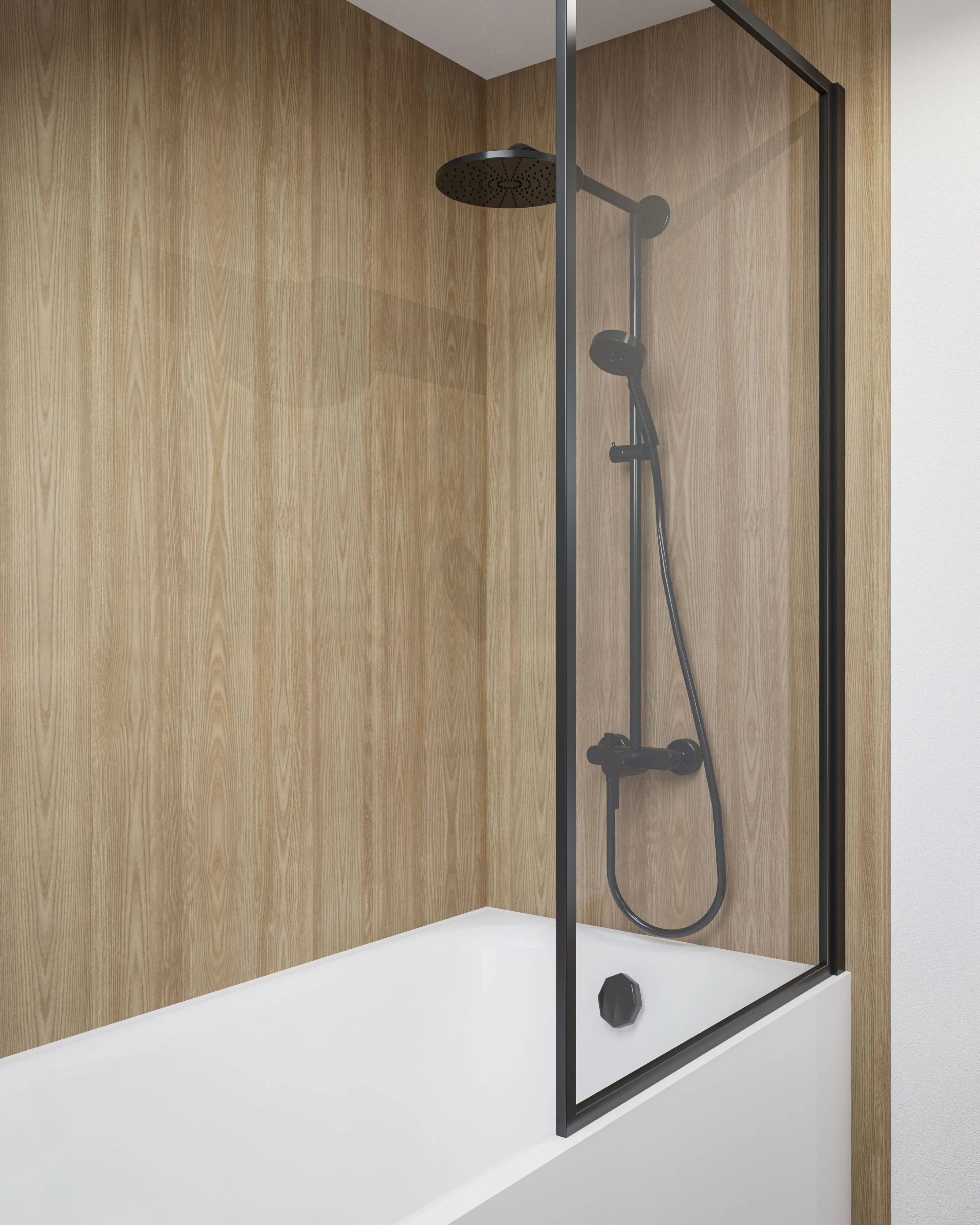 Wetwall Elite Wandpaneel  Natural Wood 120 x 242 cm mit abgerundeter Abschlusskante