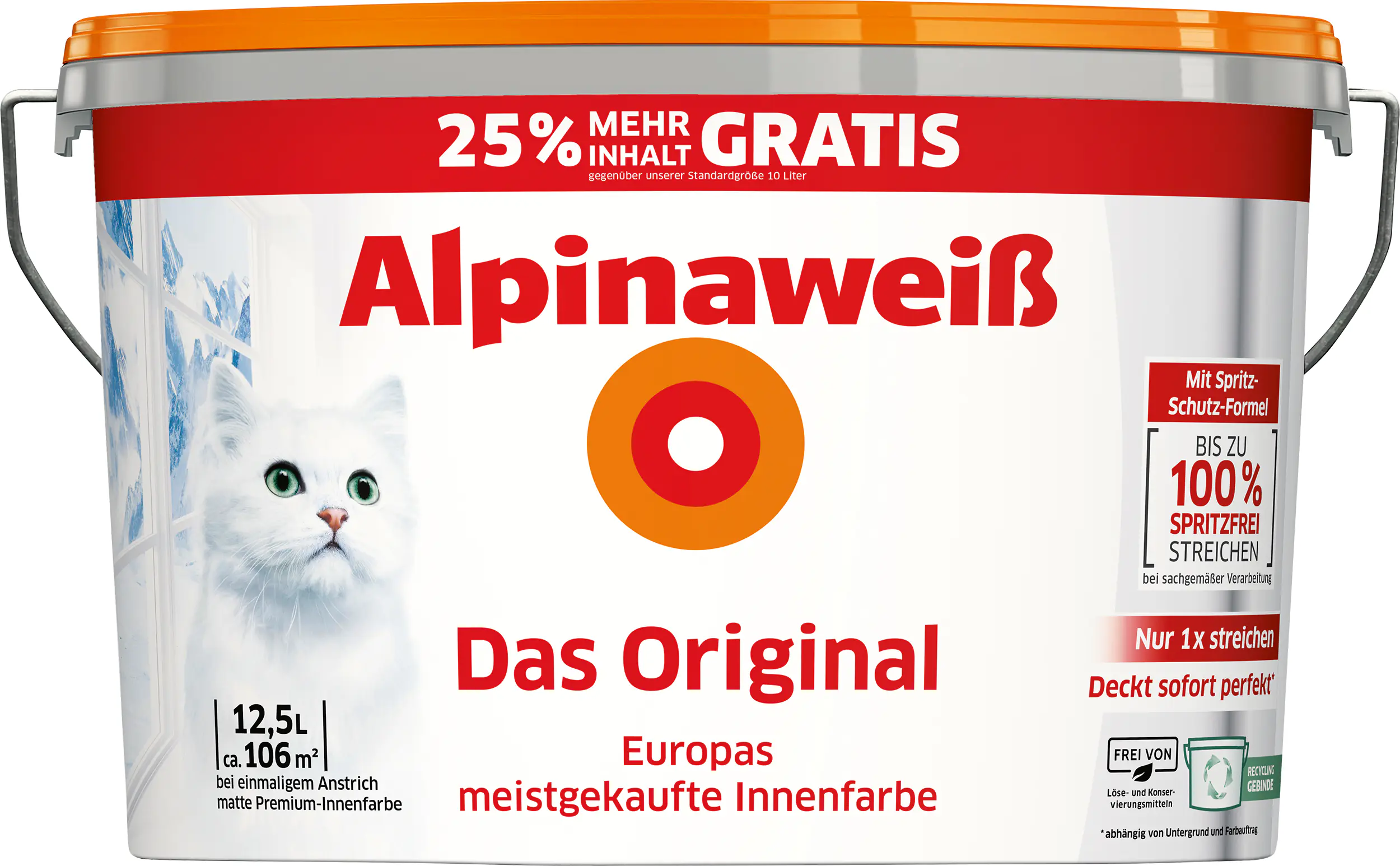 Alpinaweiß Wandfarbe 12,5 L mit 25 % gratis Alpinaweiß Wandfarbe 12,5 L mit 25 % gratis