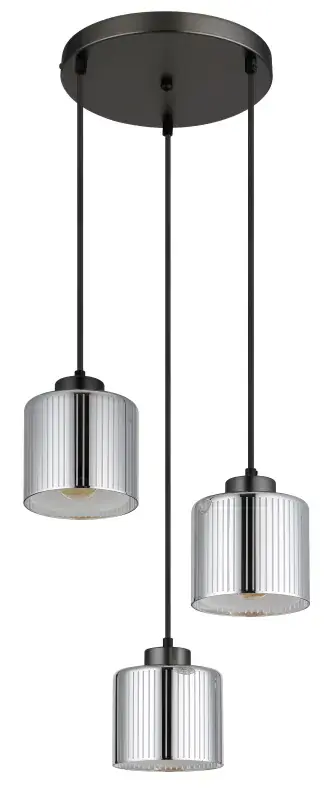 Globo Hängeleuchte Felicia Ø 33 x 120 cm schwarz-chrom matt