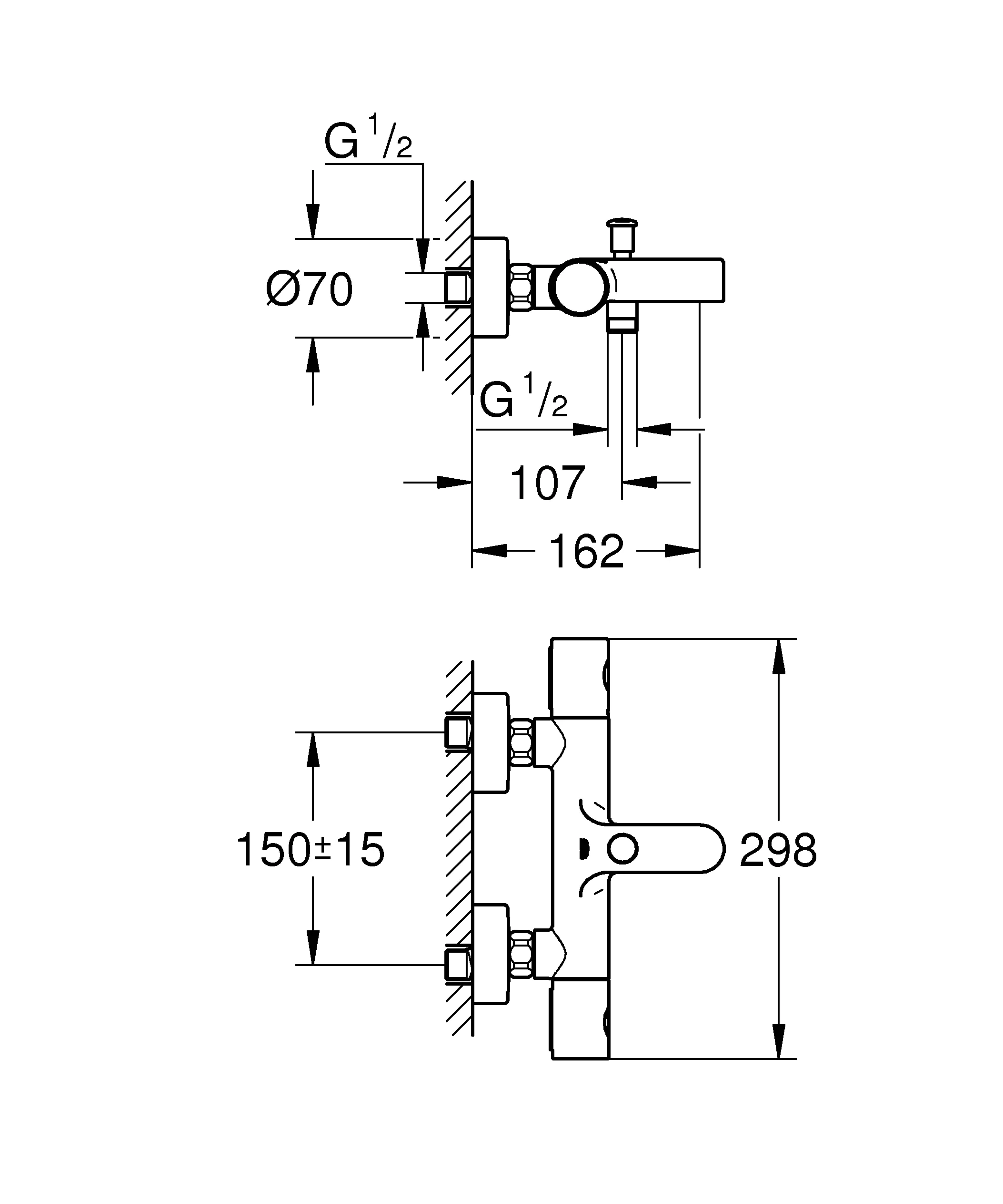 Grohe Badewannenthermostat Precision Get chrom DN 15