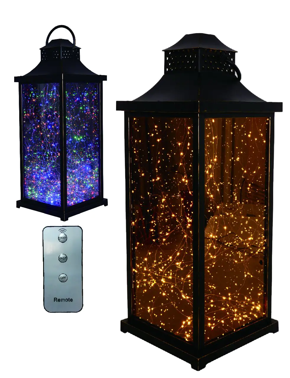 TrendLine LED Laterne schwarz 70 x 30 cm warmweiß-bunt Außen mit Timer, Fernbedienung TrendLine LED Laterne schwarz 70 x 30 cm warmweiß-bunt Außen mit Timer, Fernbedienung