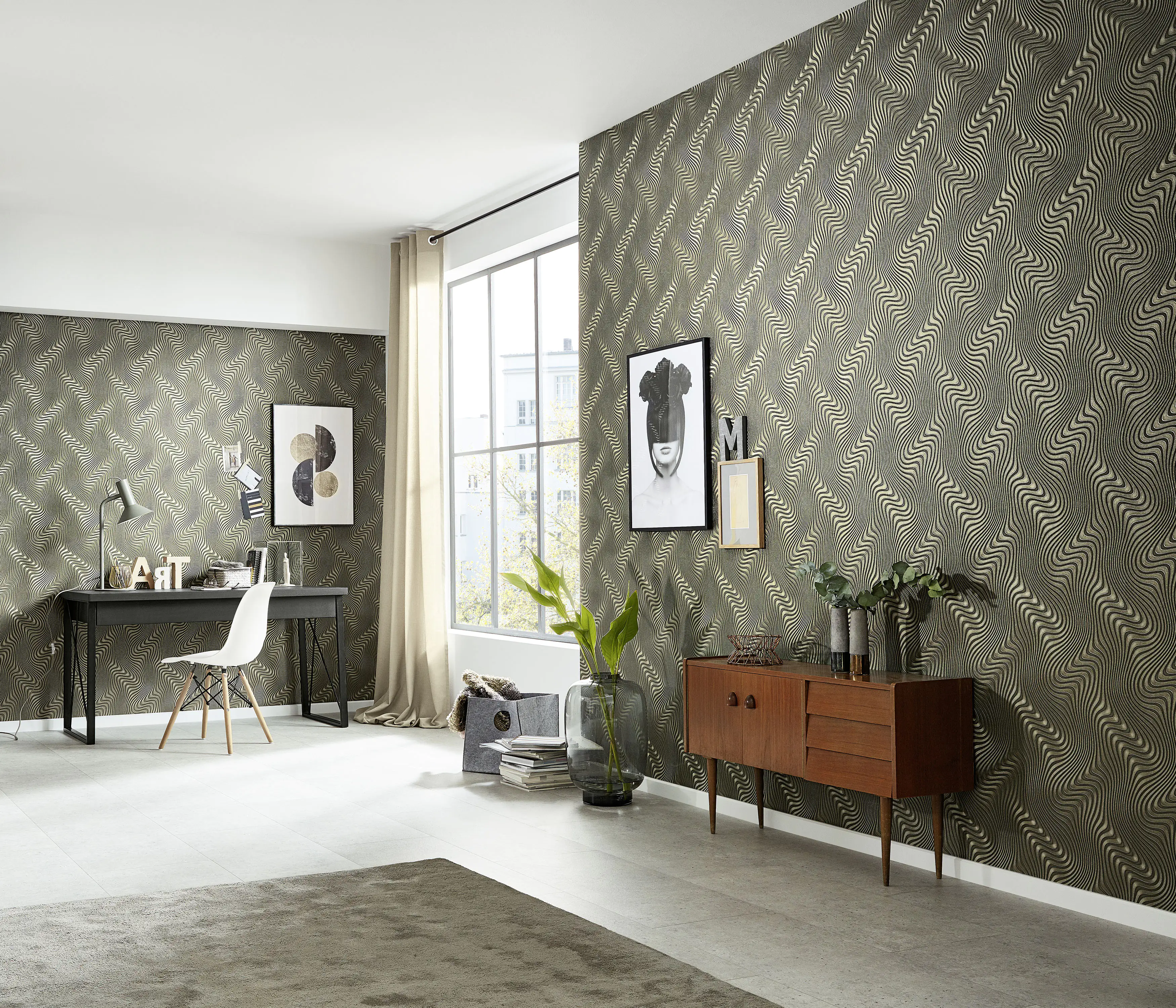 4002790209416_2 Guido Maria Kretschmer Vliestapete 10146-15 Fashion For Walls welle schwarz 10,05 x 0,53 m