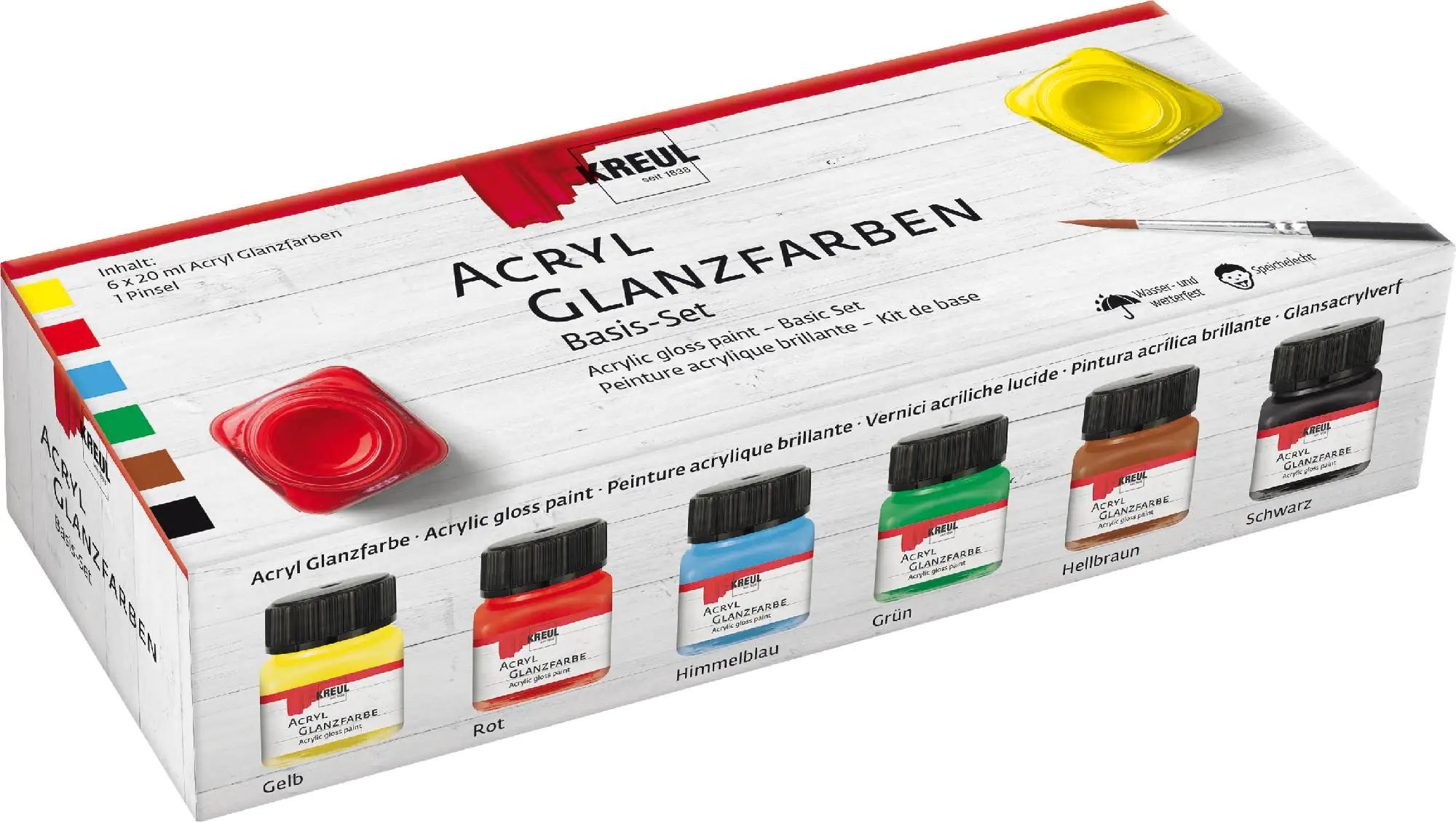 Kreul Acryl Glanzfarben Basis Set 6er Set x 20 ml