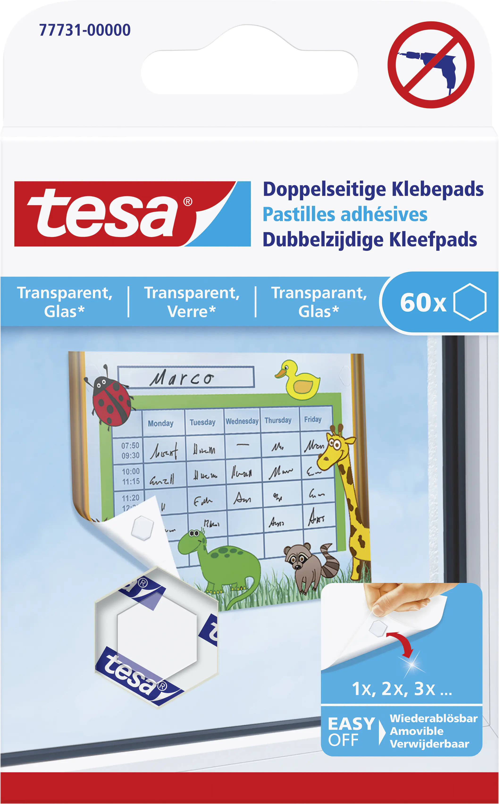 tesa Klebepads doppelseitig, transparent, 60 Stück