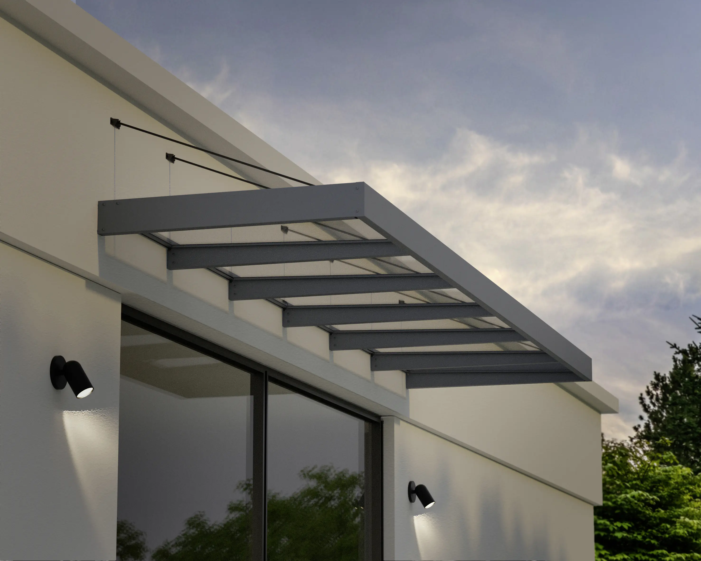 Canopia Vordach Sophia XL 6000 Grau Alu 565 x 140 cm