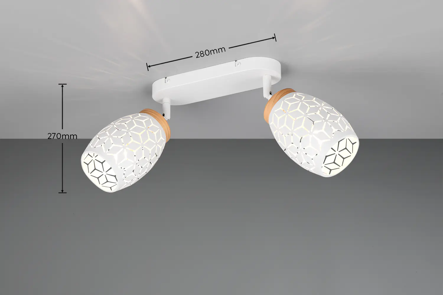 Trio LED-Deckenlampe 2er Spot Bidar 27 x 28 cm weiß matt/natur