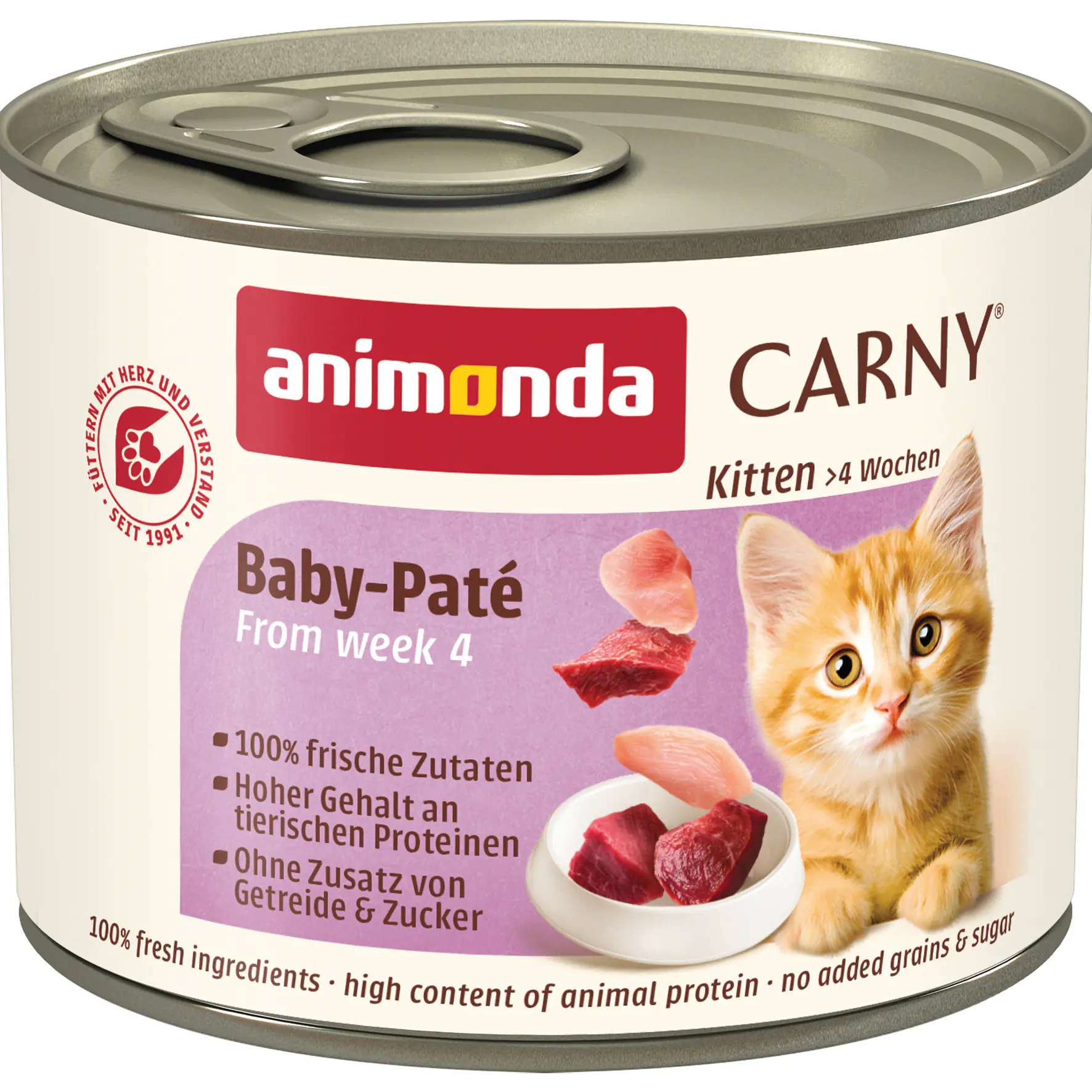 Animonda Carny Kitten Baby-Paté Katzennassfutter getreidefrei 200 g Rind & Huhn