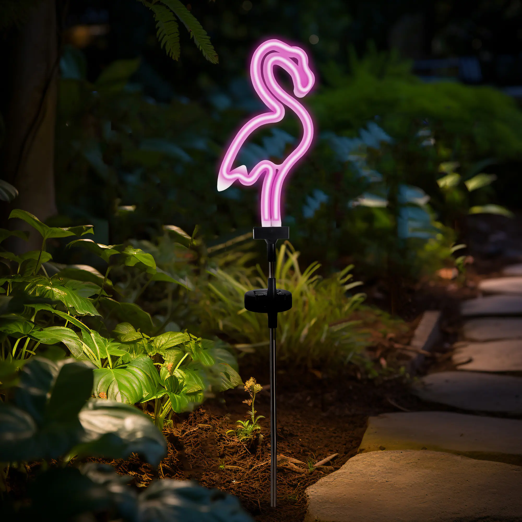 Dapo LED Solarstecker Flamingo pink