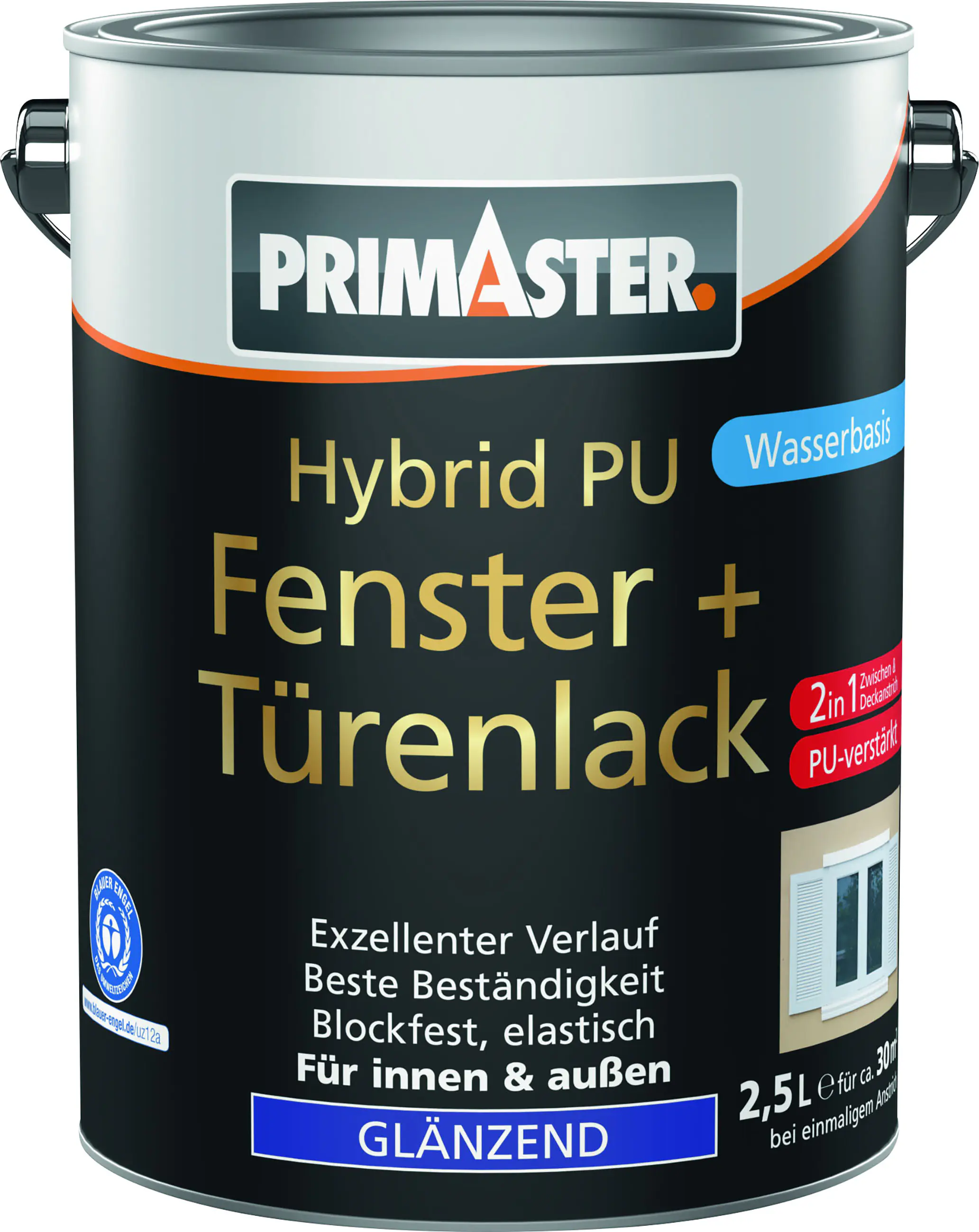 Primaster Hybrid PU-Fenster + Türenlack 2,5 L weiß glänzend