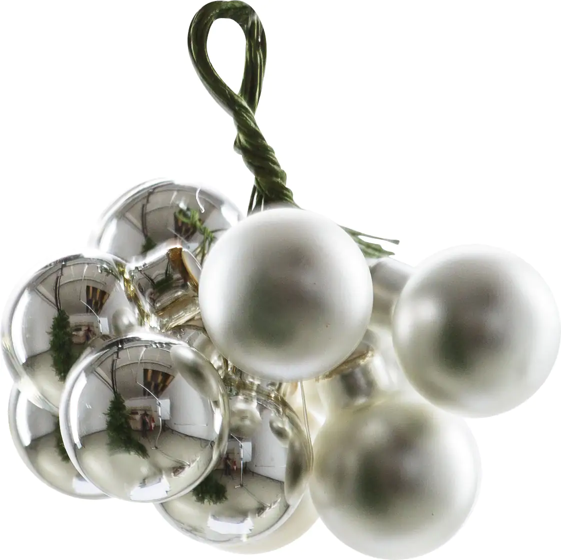 TrendLine Weihnachtskugeln aus Glas auf Draht Ø 2 cm weiß-silber 10 Stück