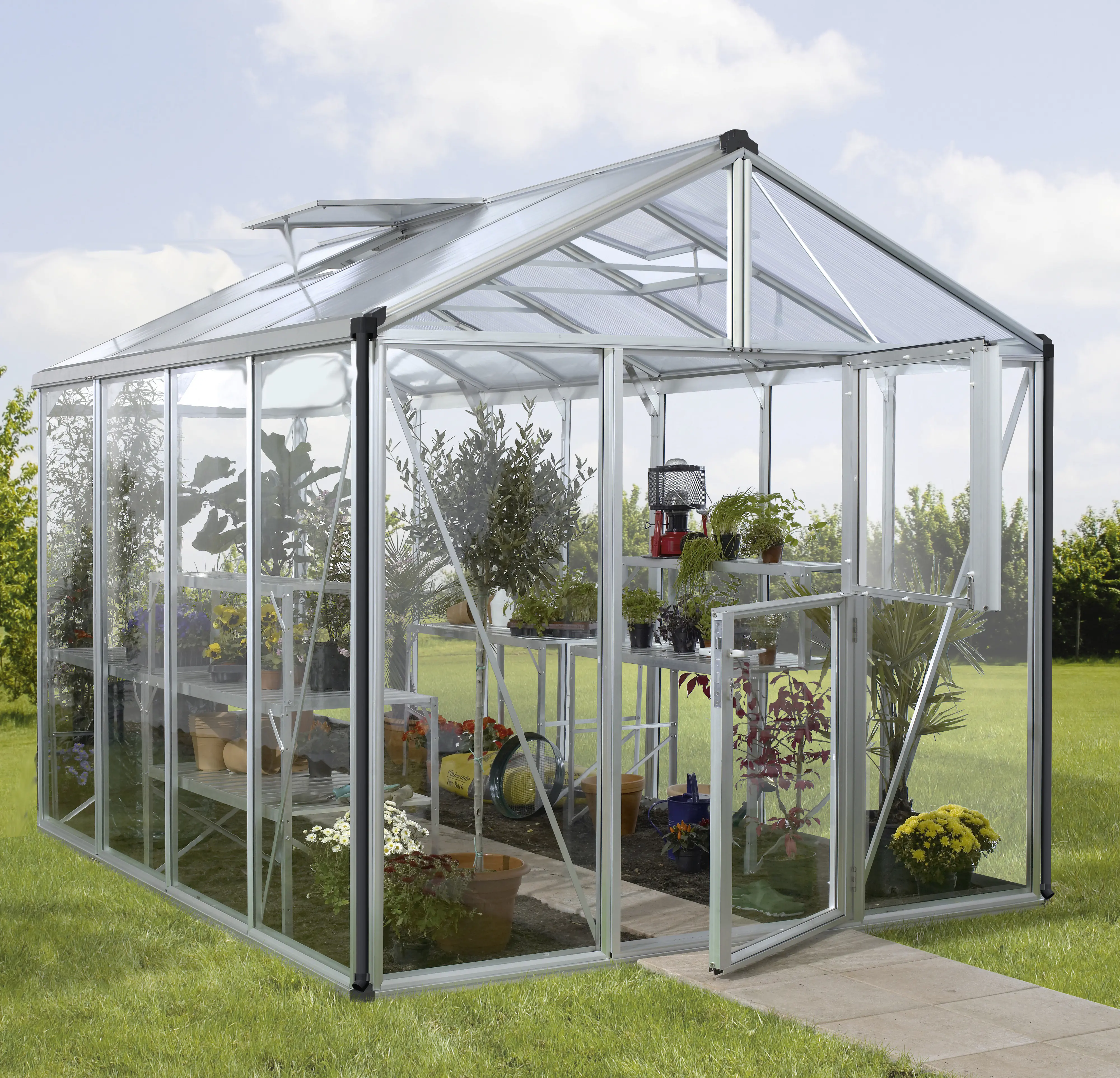 Vitavia Gewächshaus-Set Zeus 8100 ESG/HKP alu 266 x 324 cm 