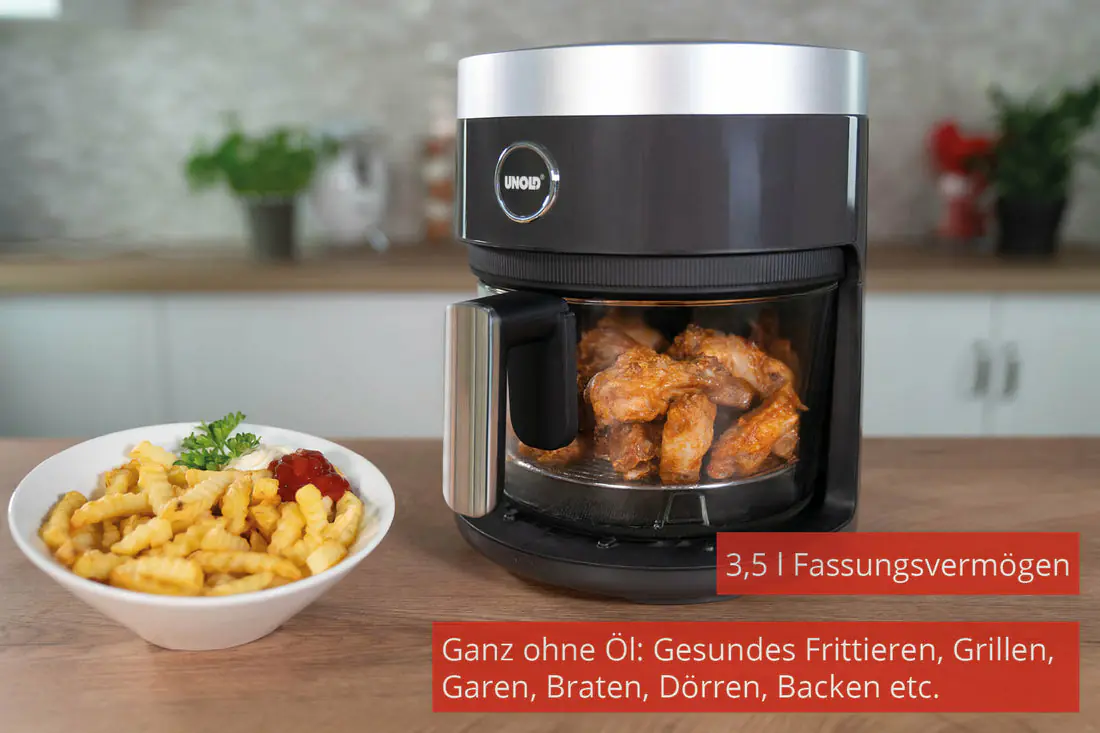 Unold Heißluftfritteuse Glas 3,5 L 1200 W schwarz