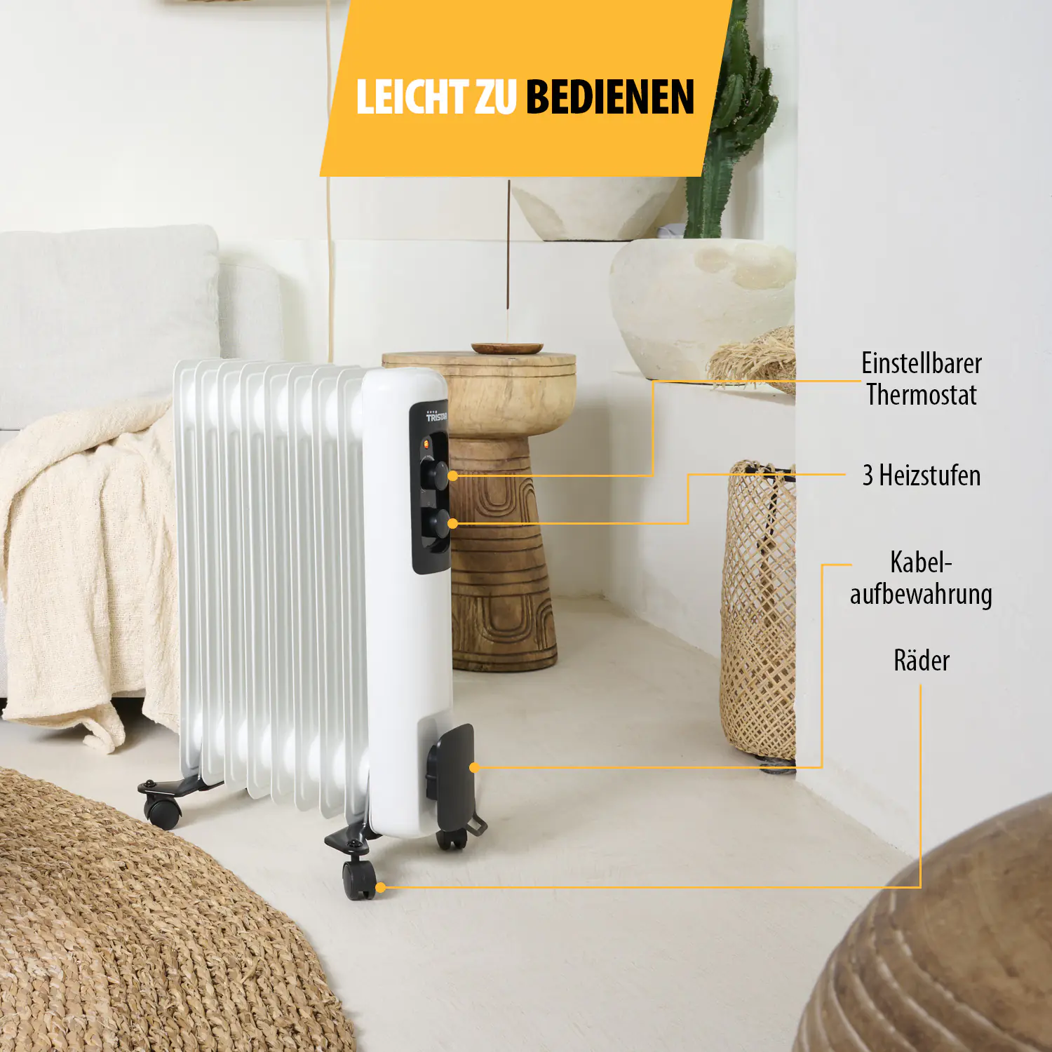 Tristar Ölradiator KA-5179 9 Rippen 2000 W 3 Heizstufen Tristar Ölradiator KA-5179 9 Rippen 2000 W 3 Heizstufen