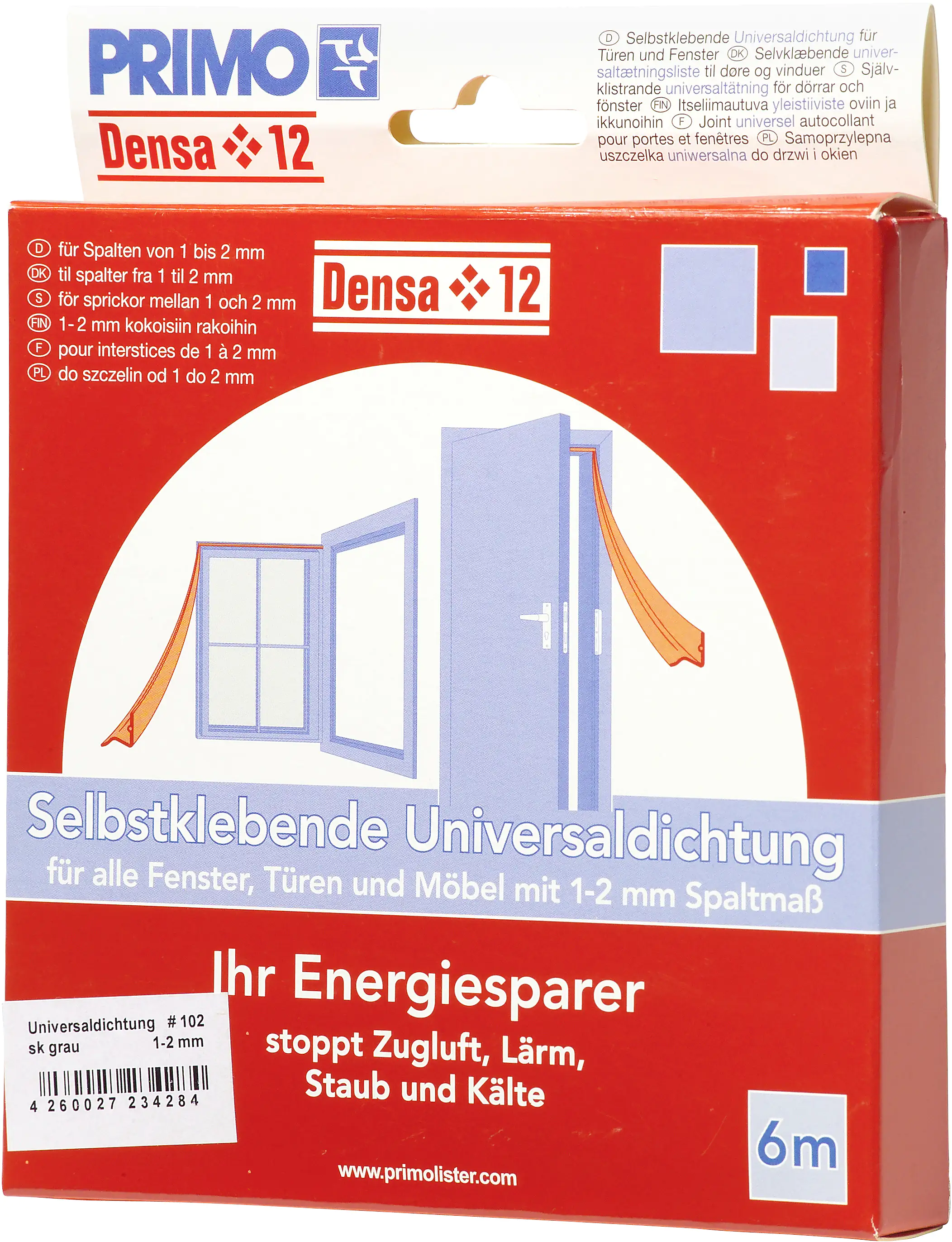 Primo Universaldichtung Densa 12 grau, für Türen + Fenster, 6 Meter Primo Universaldichtung Densa 12 grau, für Türen + Fenster, 6 Meter