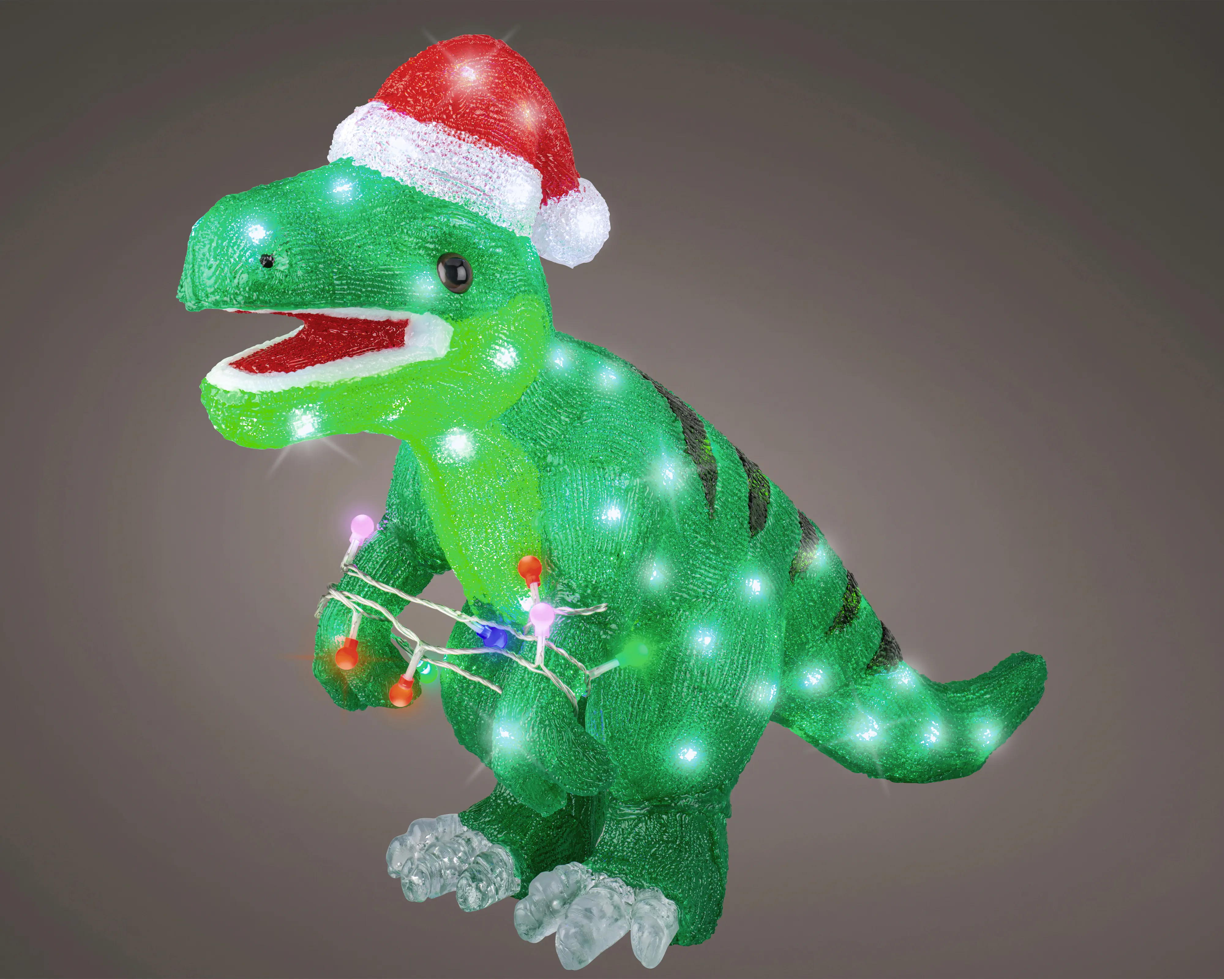 Lumineo LED Dinosaurier mit Timer 61 x 47 cm kaltweiß grün