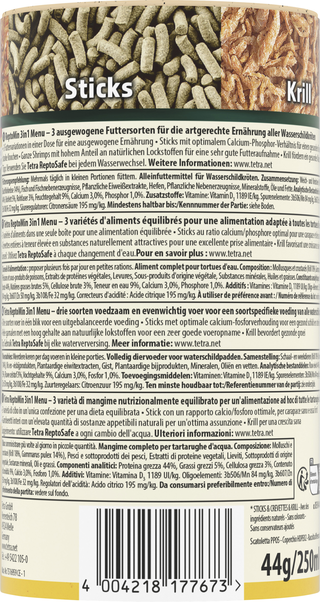 Tetra ReptoMin Menu 250 ml