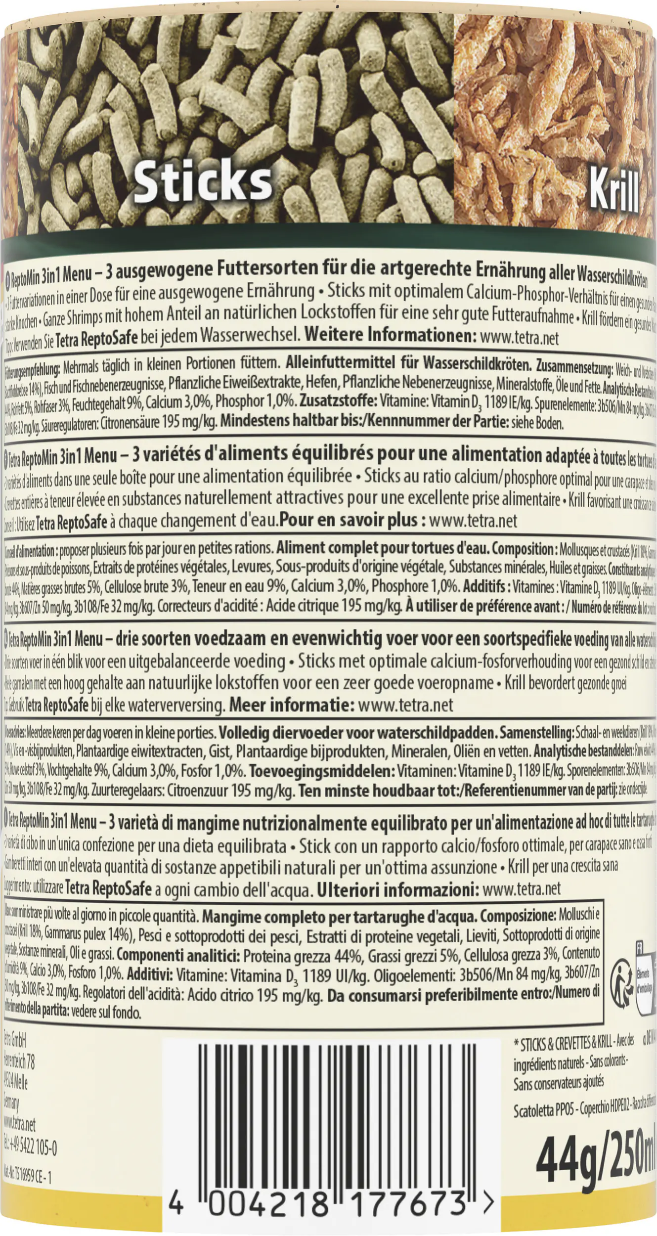 Tetra ReptoMin Menu 250 ml