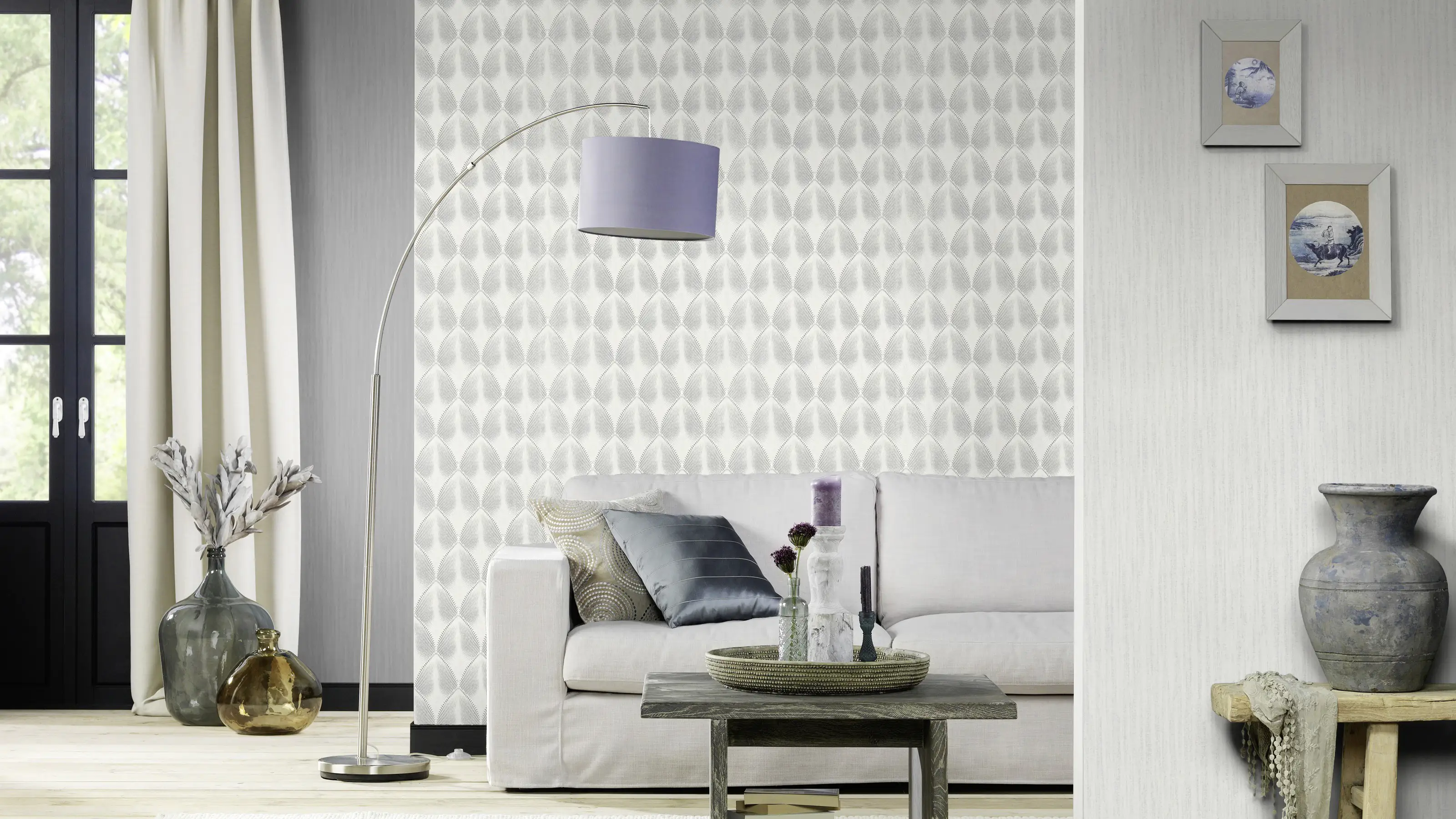 Rasch Vliestapete 535839 Yucatan grafik weiß silber, 10,05 x 0,53 m