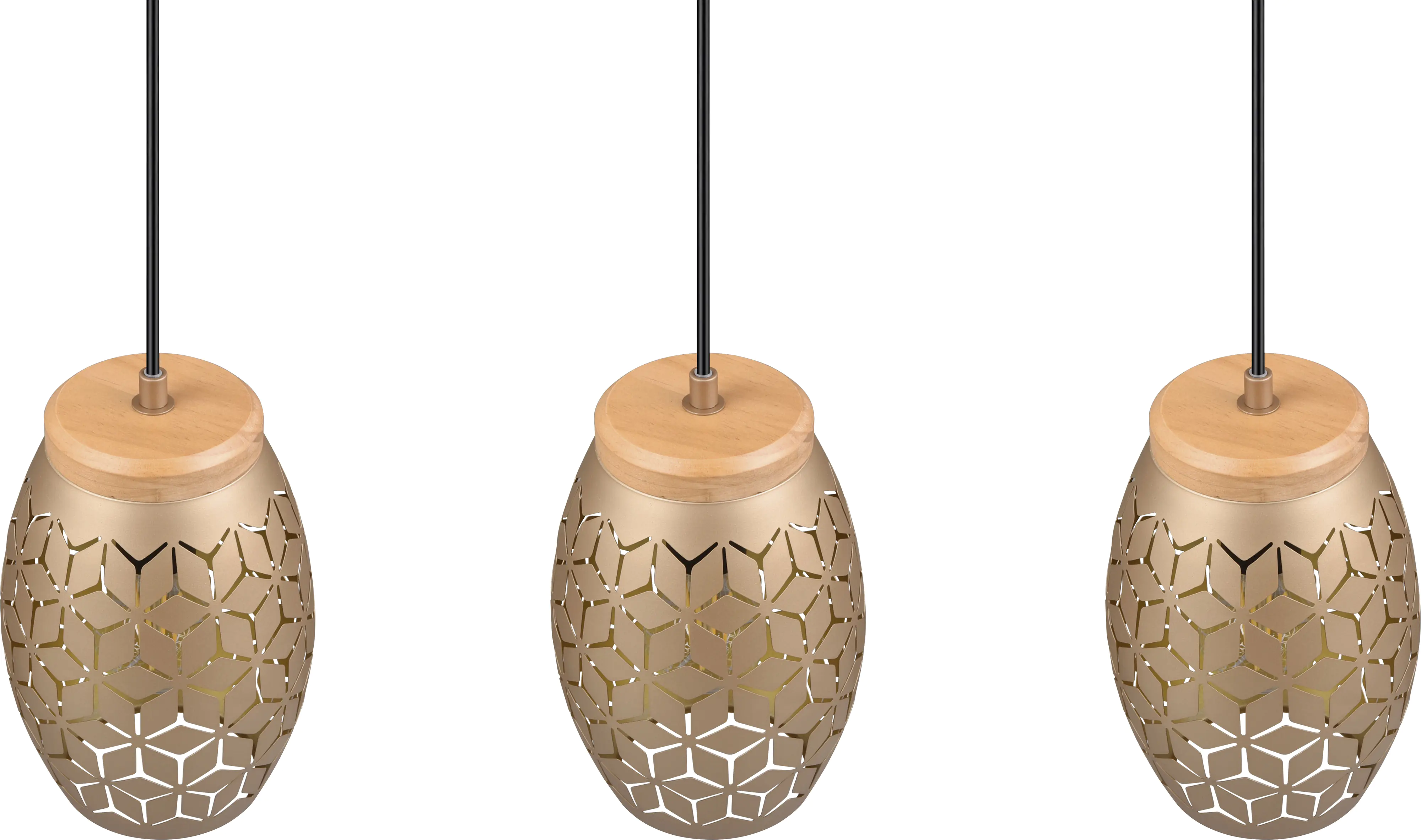 Trio Leuchten Pendelleuchte Bidar 3xE27, beige, Metall