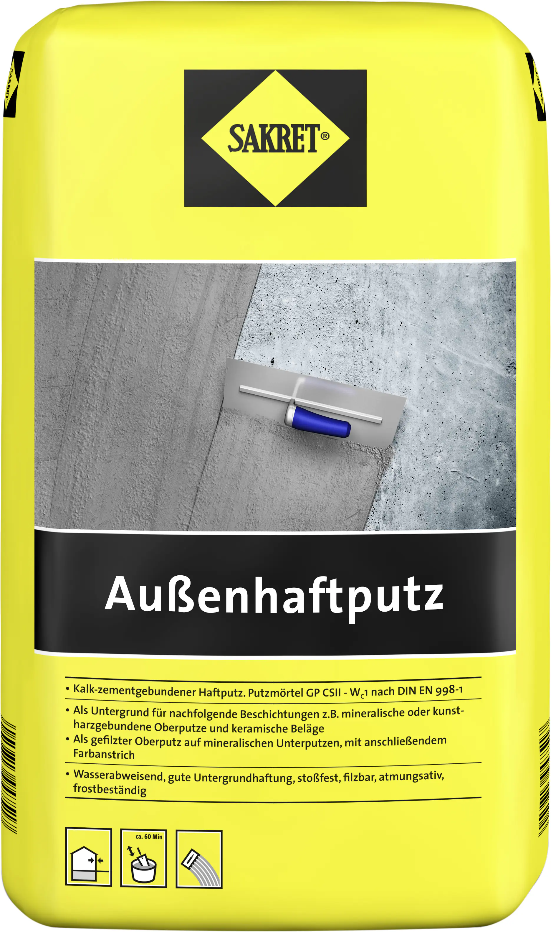 SAKRET Außenhaftputz 25 kg grau 1,0 mm