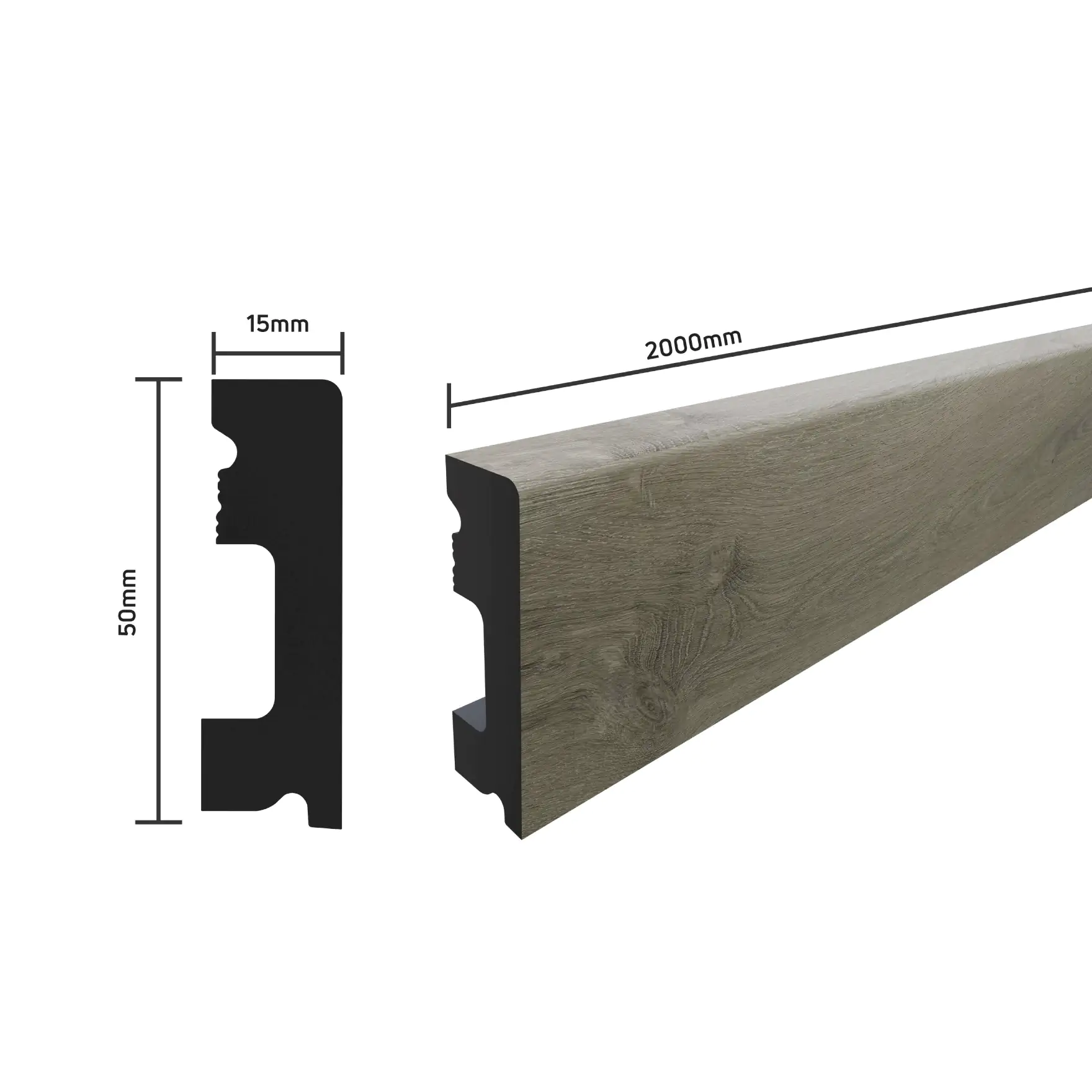 SELITSTYLE Sockelleiste FBL50 Eiche Prestige 2000 x 50 x 15 mm wasserfest
