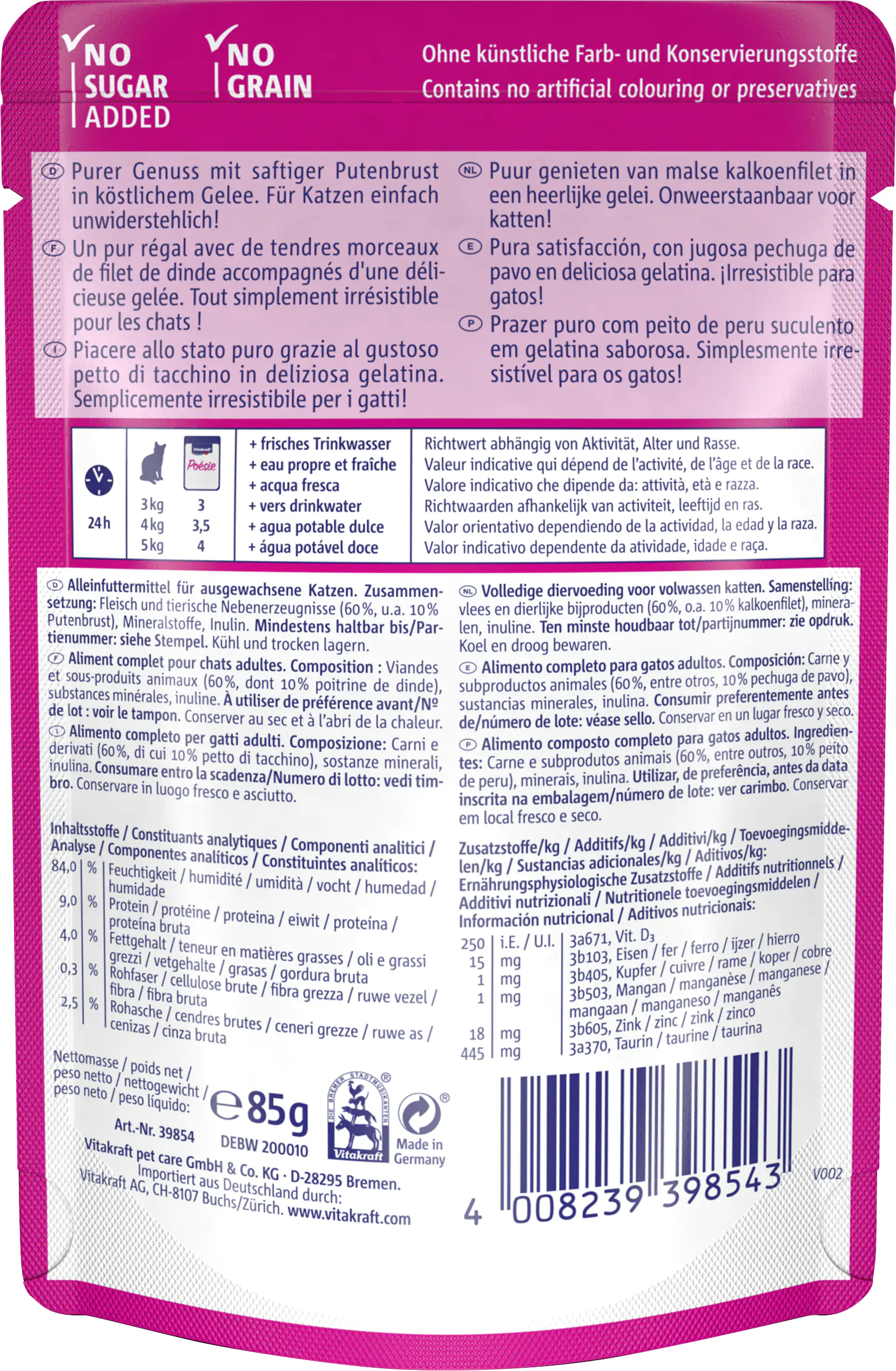 Vitakraft Poésie Katzenfutter Délice Gelée Pute 85 g