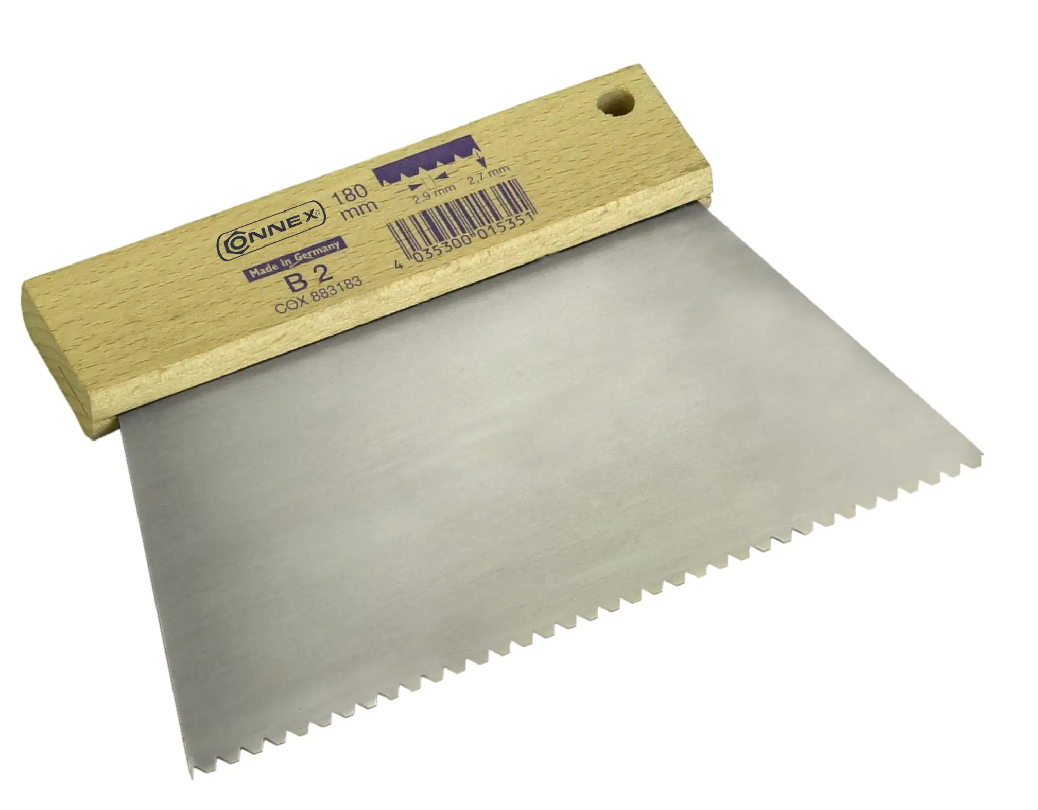 Zahnspachtel 180 mm Zahnung fein 1,8 x 1,65 mm