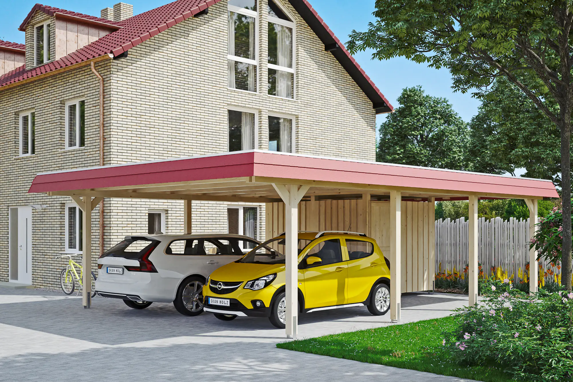 4018211026326 SKAN HOLZ Carport Wendland mit Abstellraum 630 x 879 cm mit EPDM-Dach