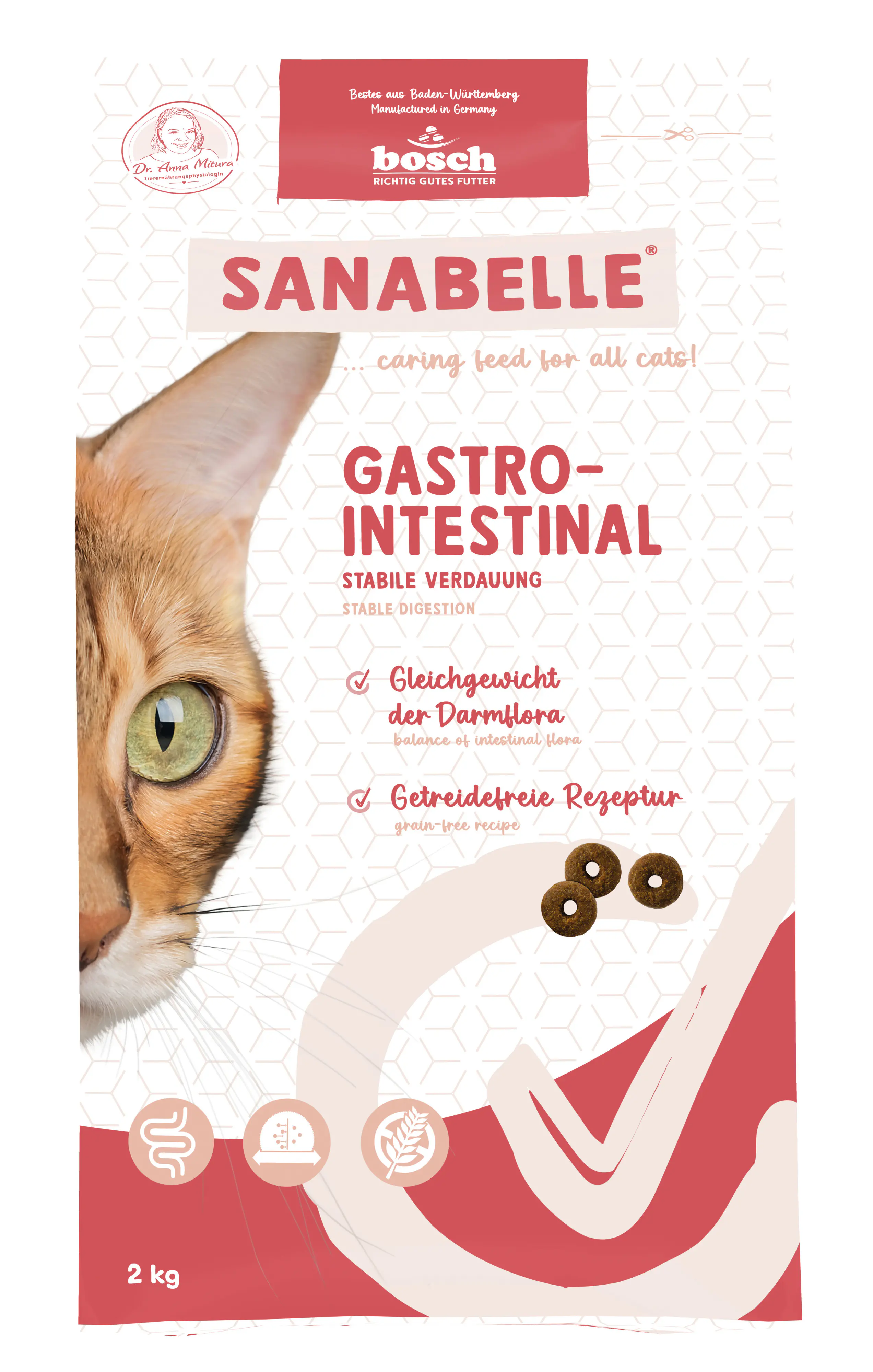 Sanabelle Katzentrockenfutter Adult Gastrointestinal mit Geflügel für ernährungssensible Katzen 2 kg