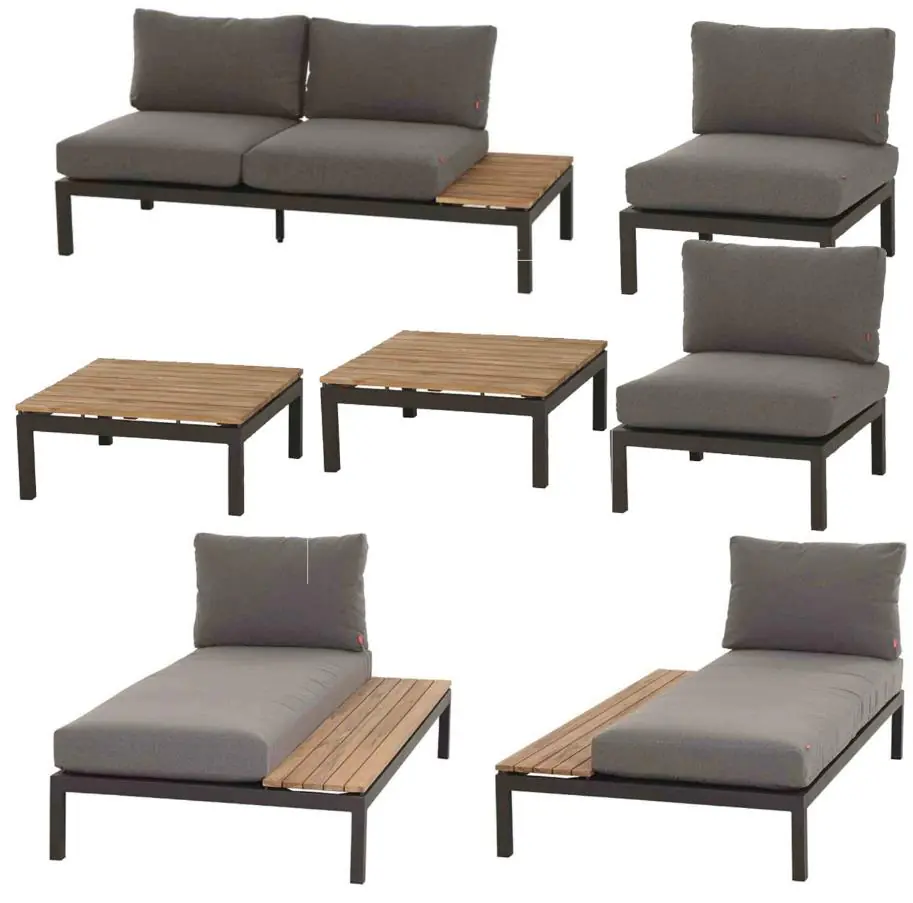 Siena Garden Gartenmöbel-Set Alvida Holz/Aluminium inkl. Kissen 7-tlg.