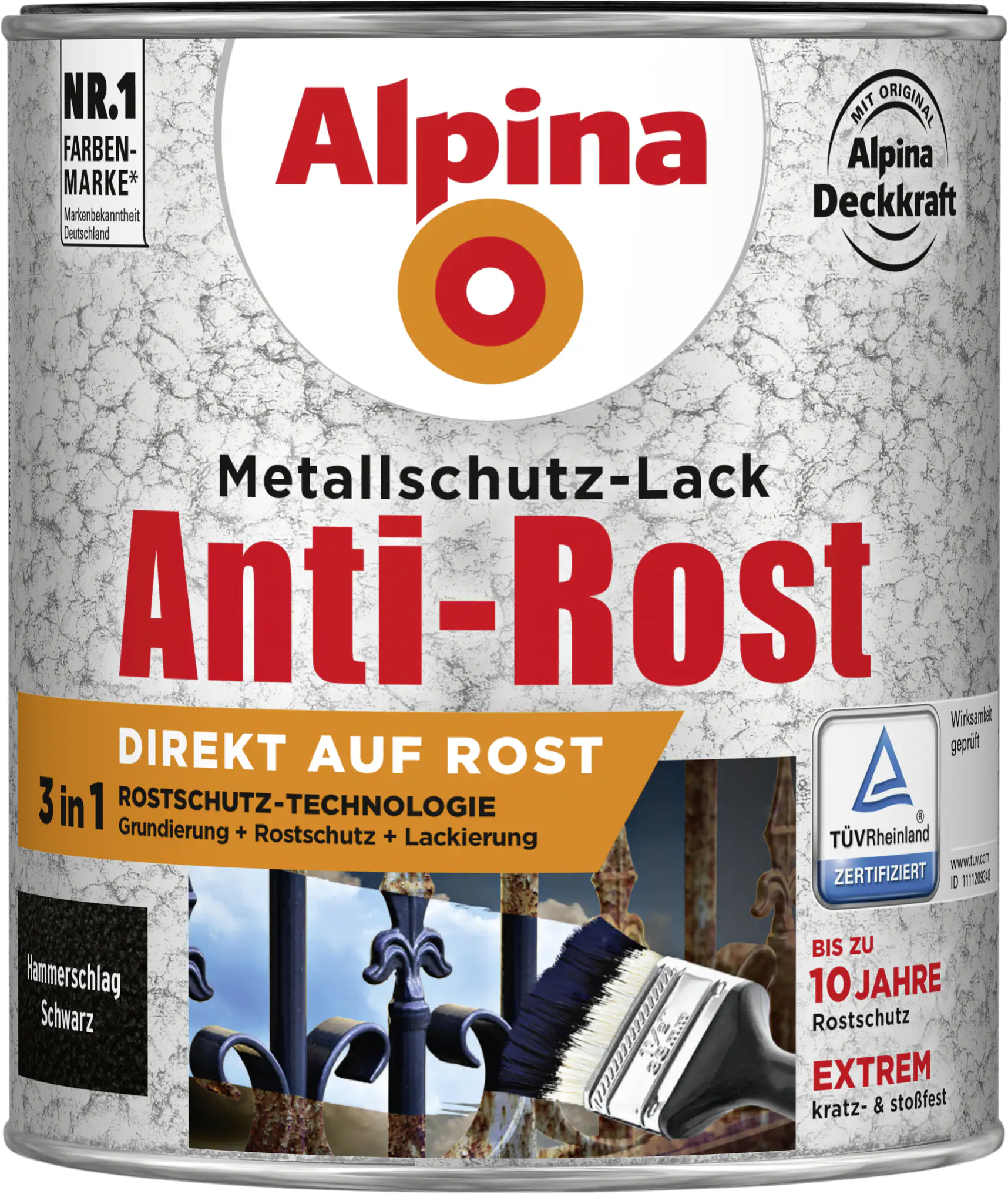Alpina Metallschutz-Lack Hammerschlag 750 ml schwarz Alpina Metallschutz-Lack Hammerschlag 750 ml schwarz