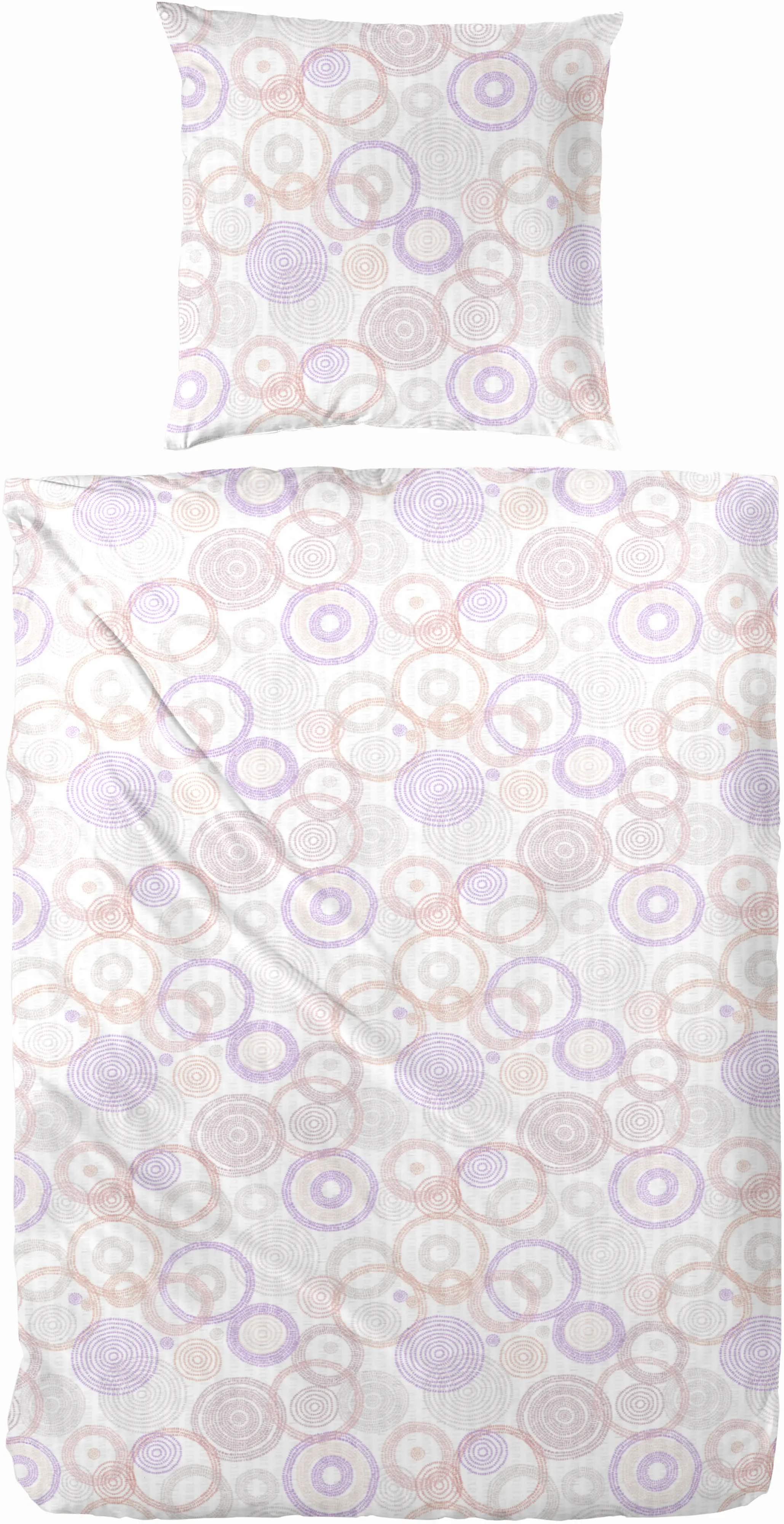 Baumwoll Seersucker Bettwäsche Kreise 135 x 220 cm rosa